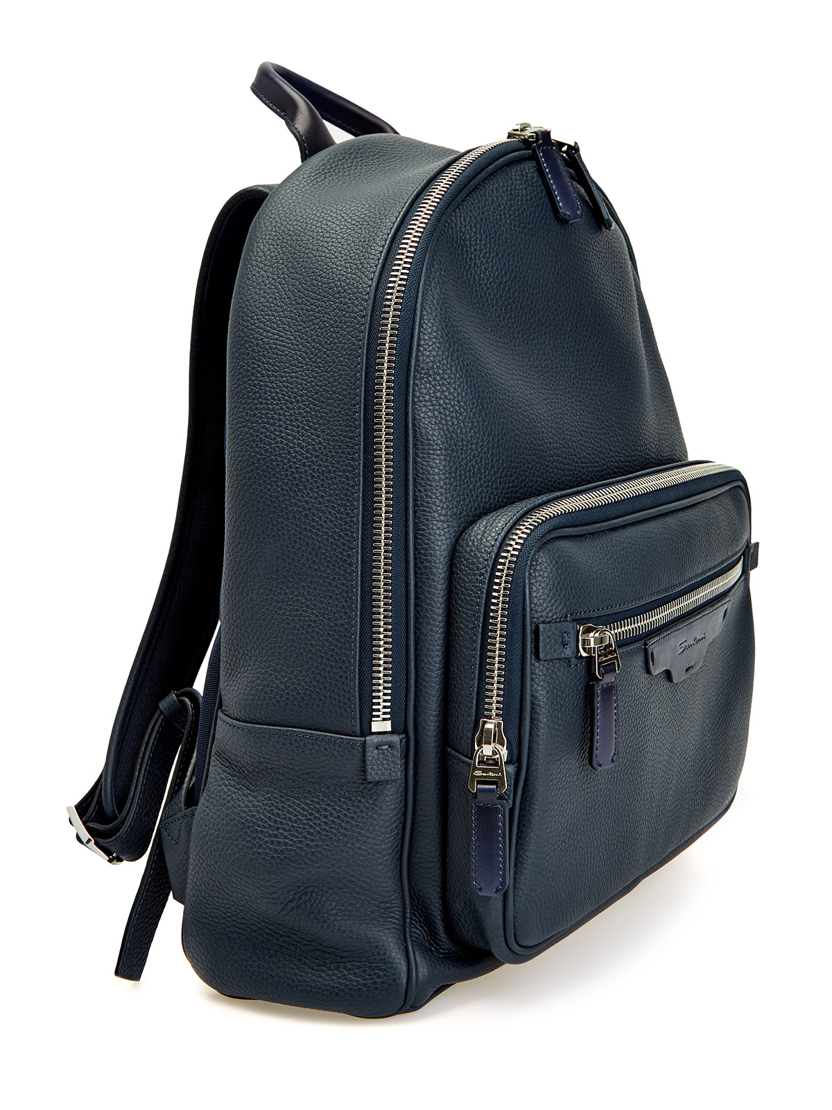 Кожаный рюкзак ручной работы с двумя отделениями SANTONI, цвет синий, размер M;L - фото 2