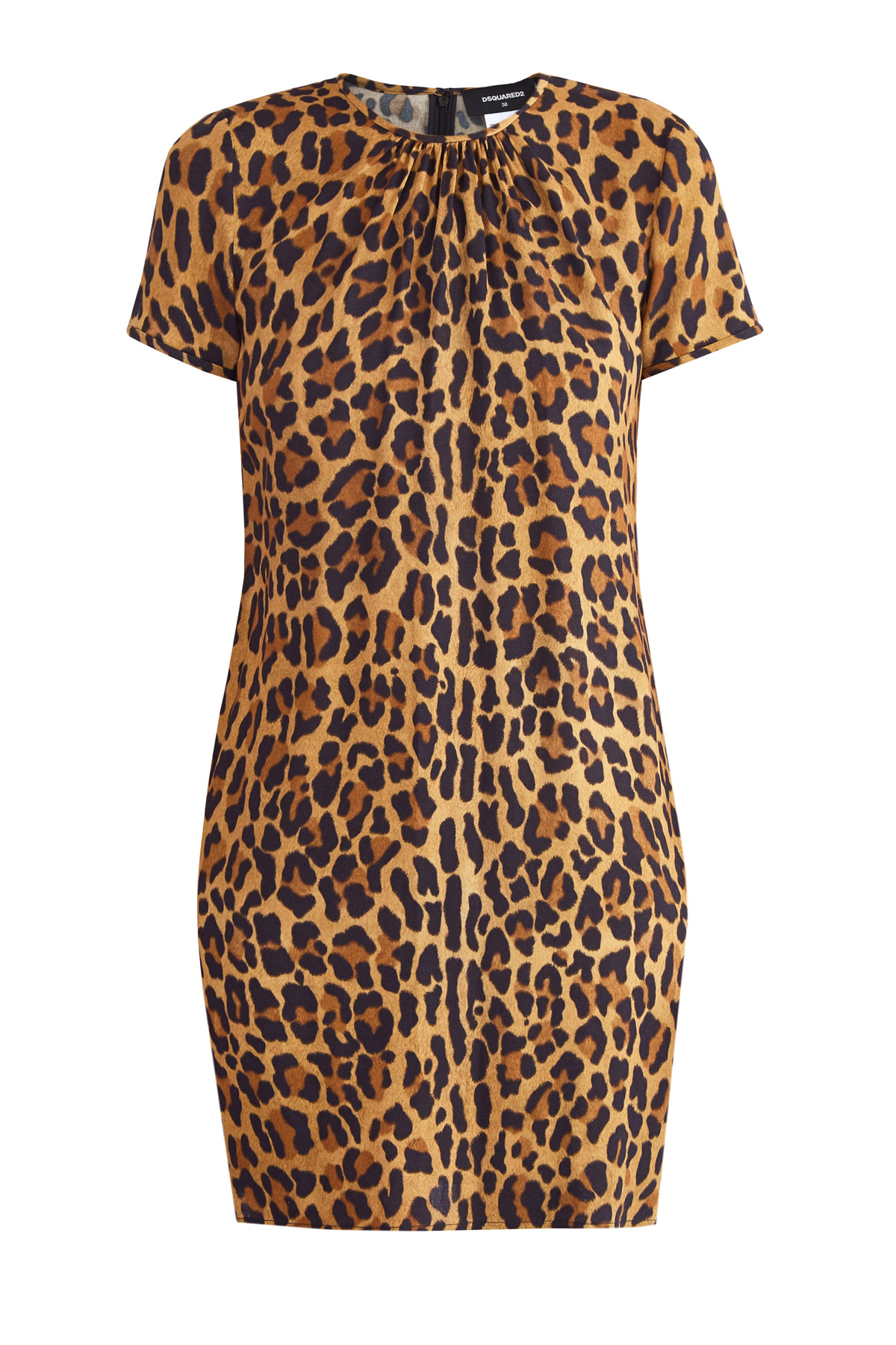 Облегающее платье-мини с леопардовым принтом в коричневой гамме DSQUARED2, цвет коричневый, размер 40 - фото 1