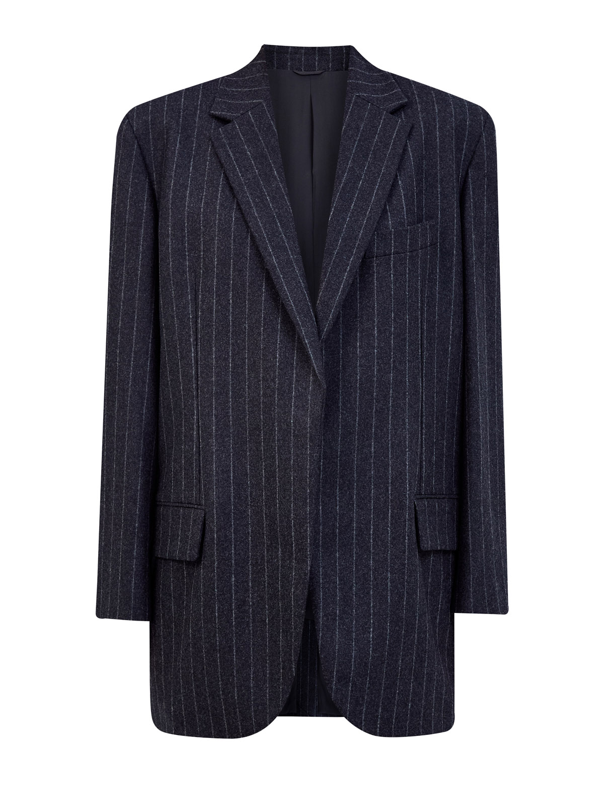 

Однобортный жакет из шерсти в полоску с цепочками Мониль, Серый, Однобортный жакет из шерсти в полоску с цепочками Мониль