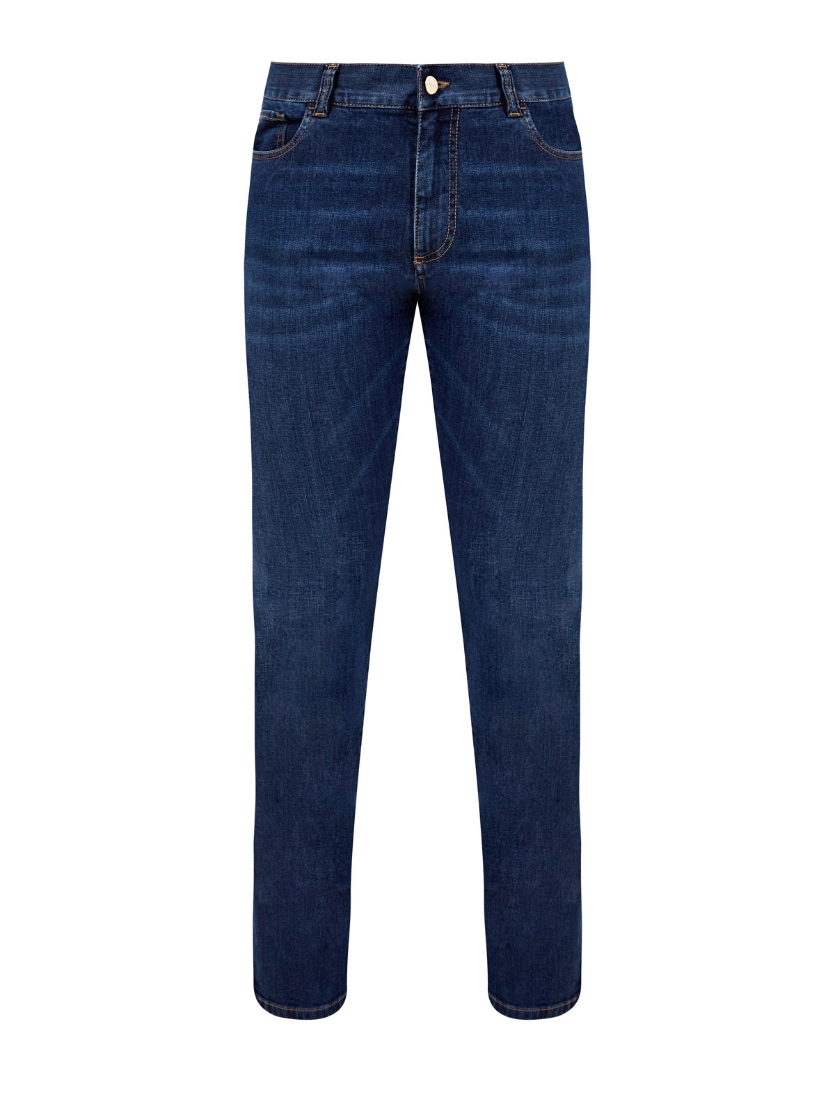 Окрашенные вручную джинсы с нашивкой из зернистой кожи CANALI, цвет синий, размер 48;50;52;54;56 - фото 1
