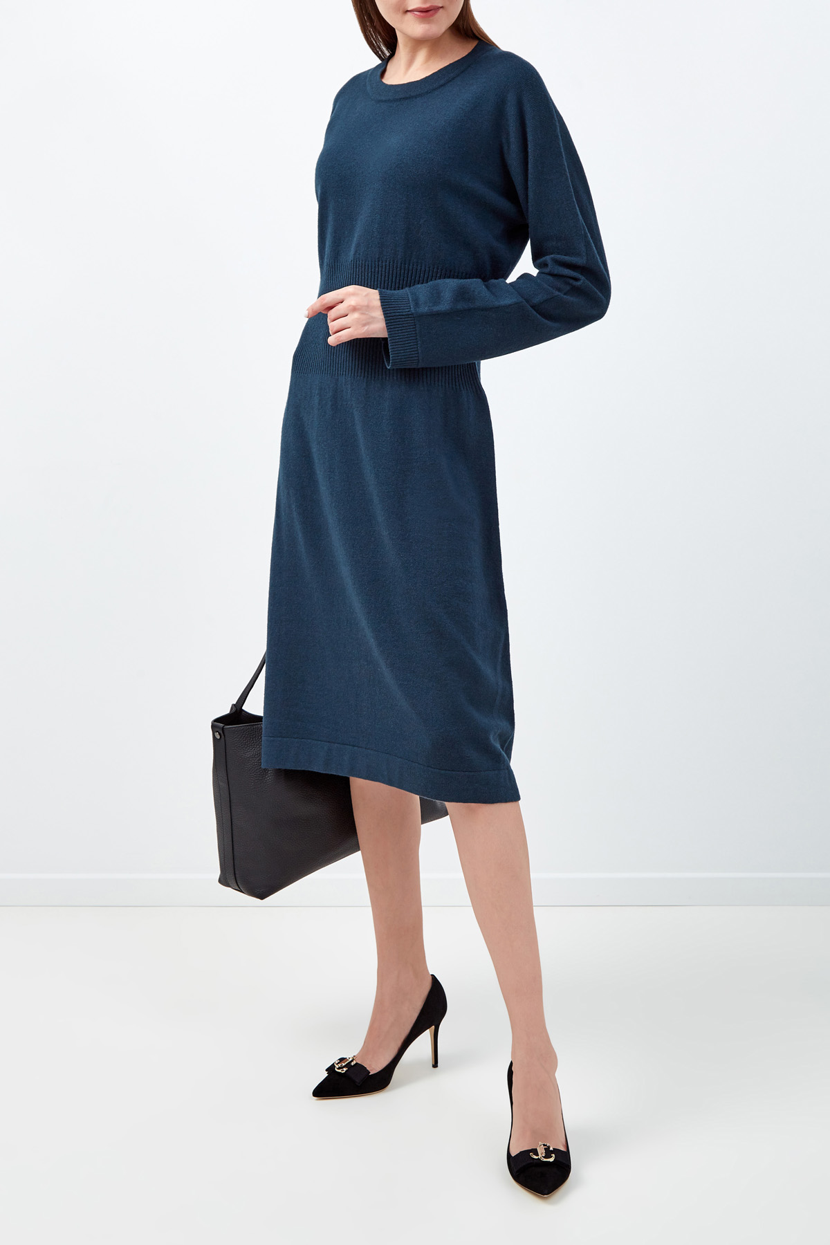 Приталенное платье из фирменной пряжи Platinum FABIANA FILIPPI, цвет бирюзовый, размер 40 - фото 2