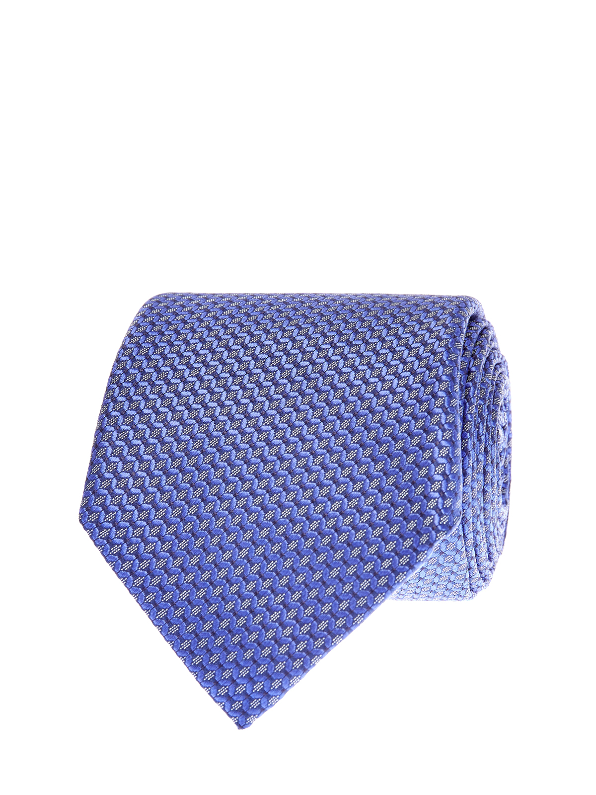Шелковый галстук с жаккардовым принтом и логотипом CANALI, цвет синий, размер M - фото 1