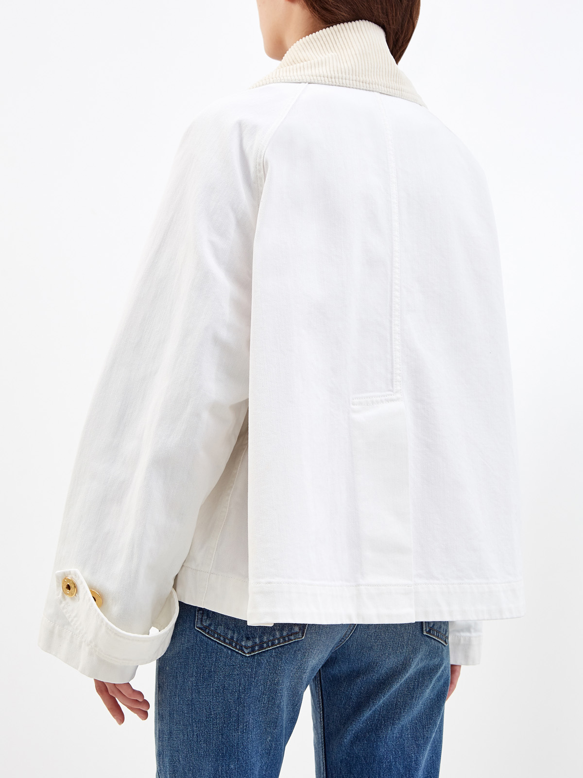 Куртка из плотного денима с вельветовым воротом LANVIN, цвет белый, размер 40 - фото 4