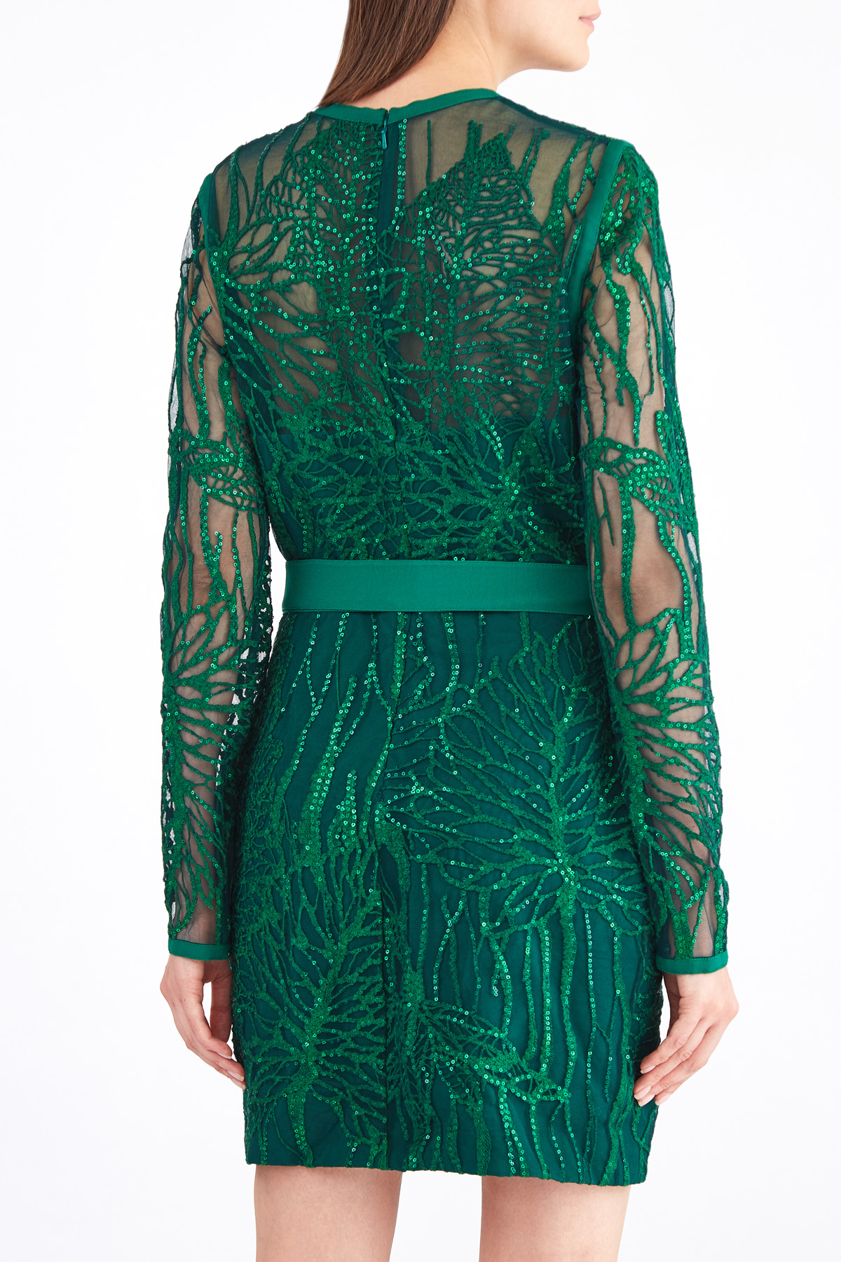 Яркое платье из гипюра в изумрудном оттенке с мерцающими пайетками ELIE SAAB, цвет зеленый, размер 40;44 - фото 4