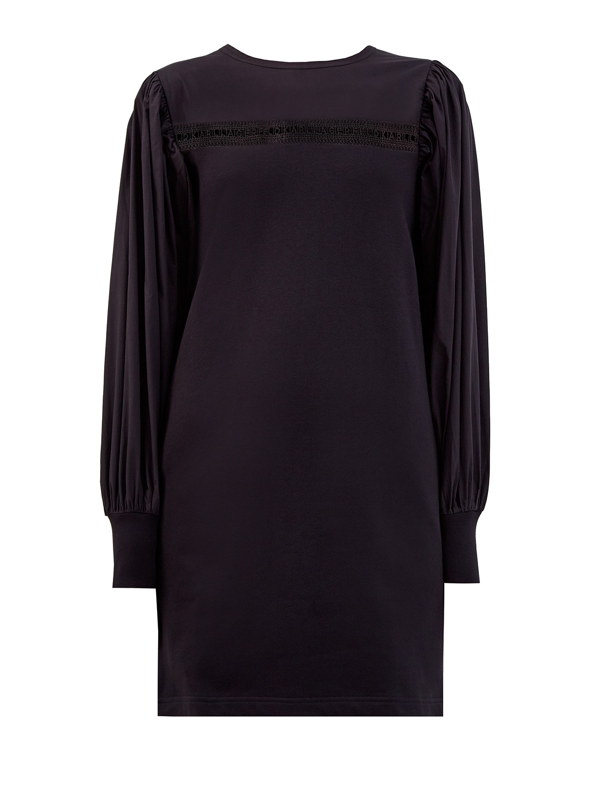 Черное платье-толстовка из комбинированного хлопка KARL LAGERFELD, цвет черный, размер S;M;L;XS - фото 1
