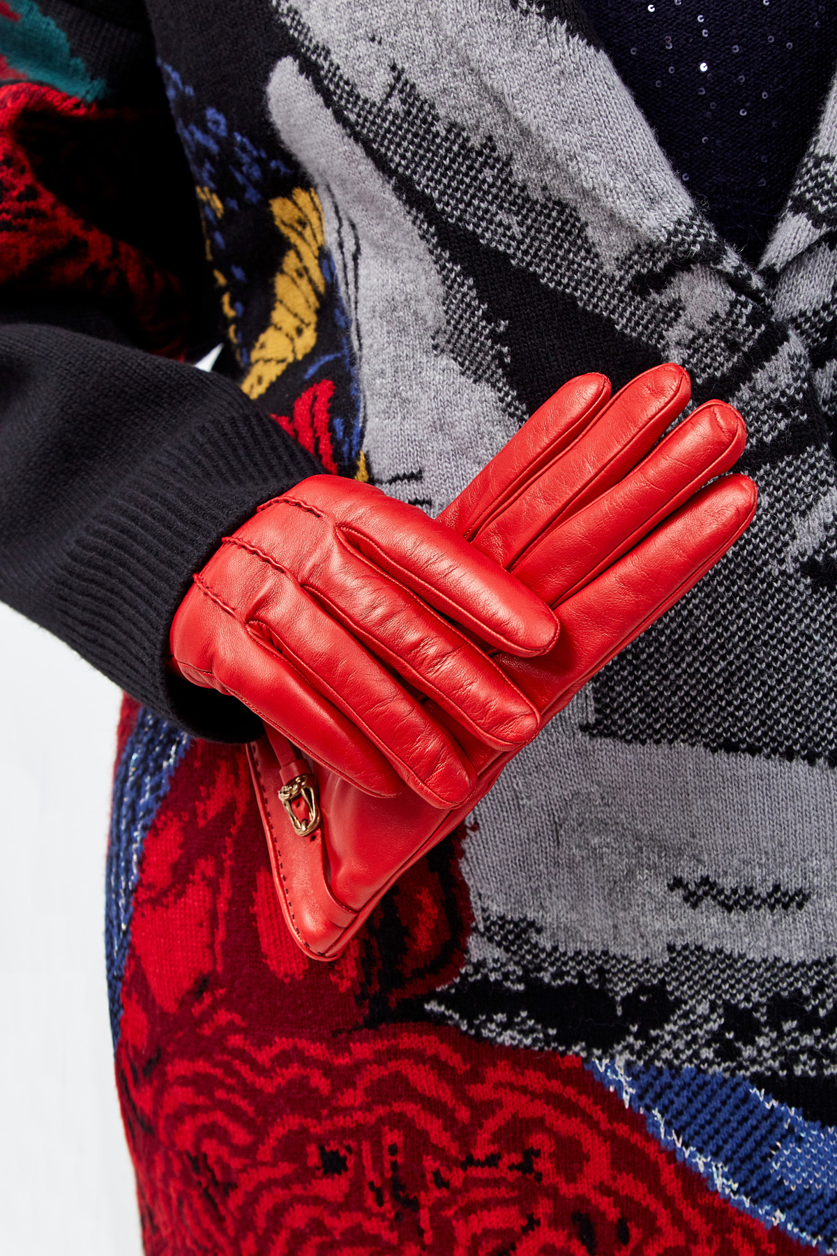 Перчатки из кожи наппа с кашемировой подкладкой ERMANNO SCERVINO, цвет красный, размер XS;L - фото 2