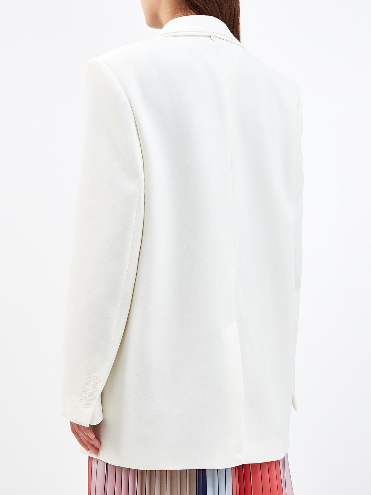 Блейзер в мужском стиле из саржи с поясом-галстуком KARL LAGERFELD, цвет белый, размер XL - фото 4