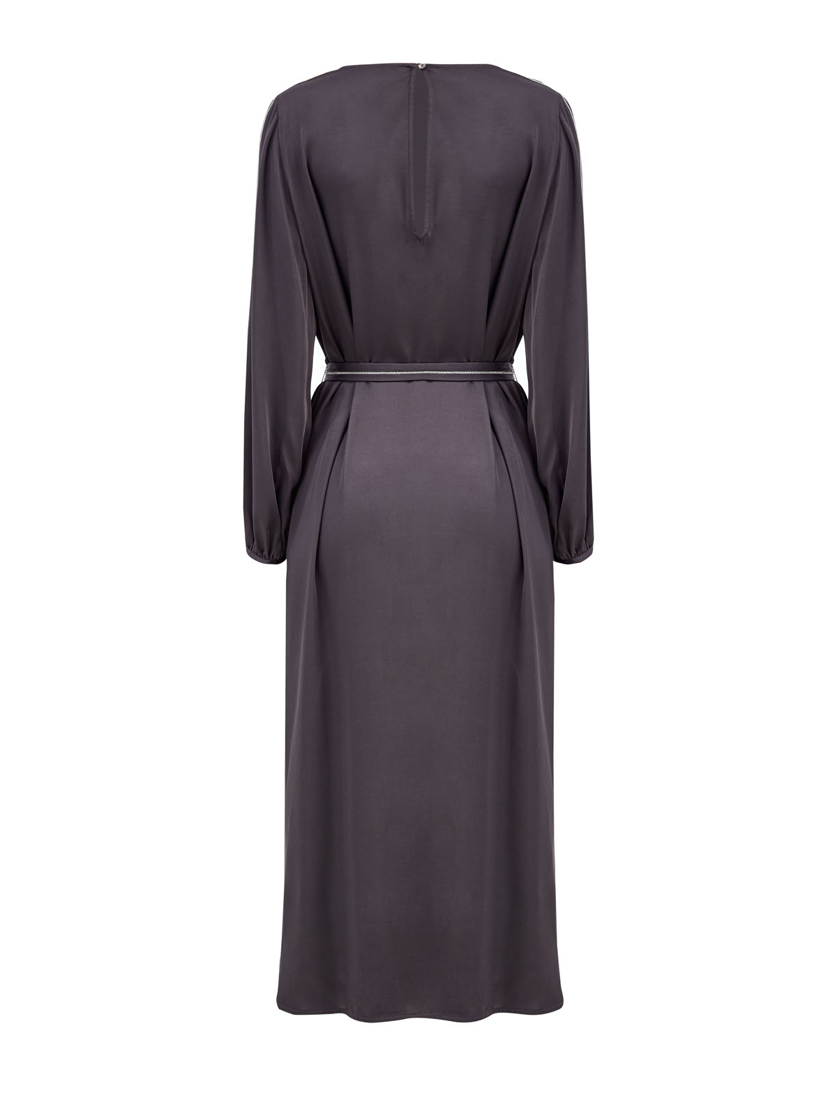 Струящееся платье с разрезами и ювелирными цепочками PESERICO, цвет черный, размер 48 - фото 2