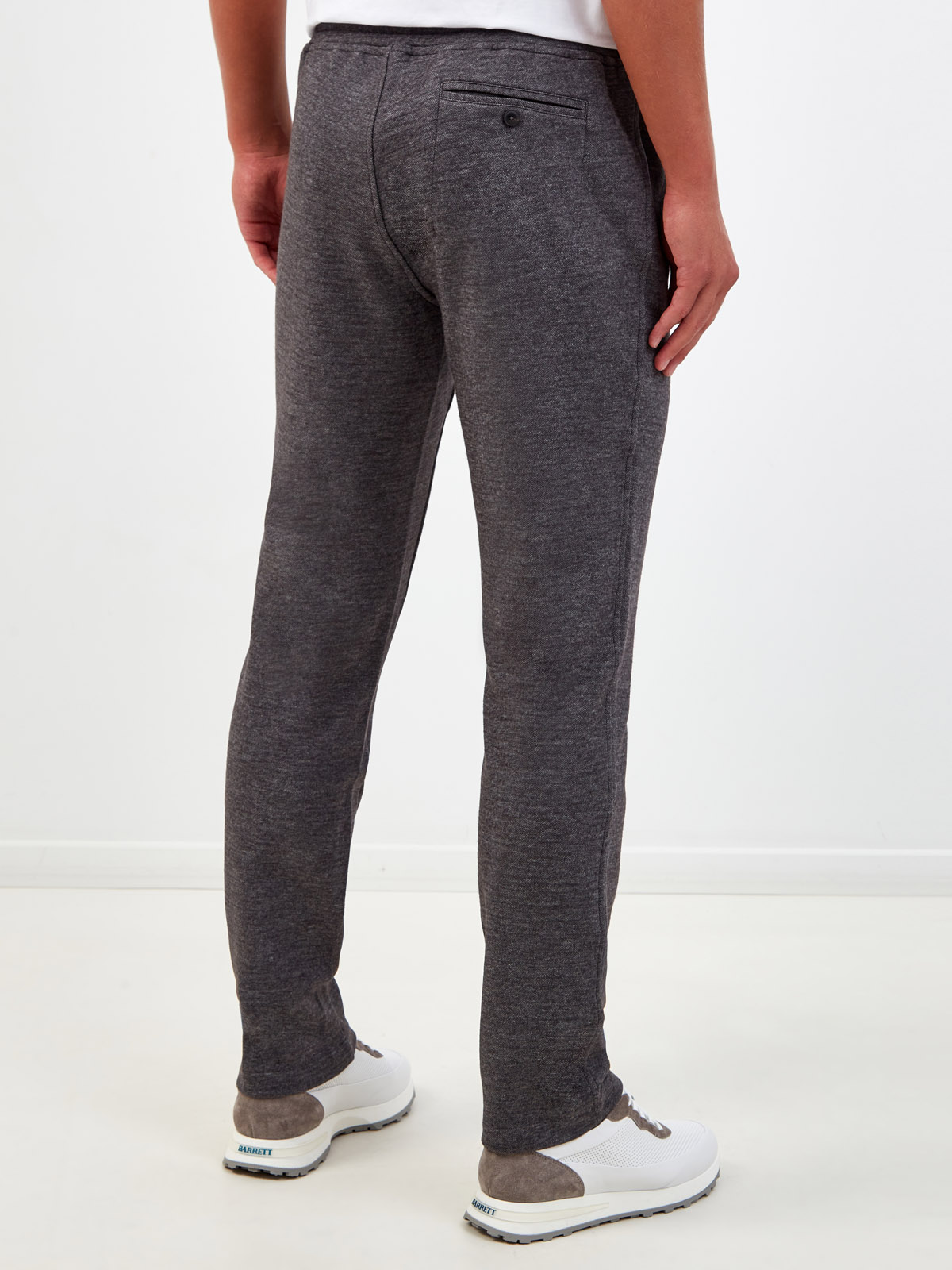 Спортивные брюки из шерсти и хлопка с поясом на кулиске CAPOBIANCO, цвет серый, размер 48;50;52;54 - фото 4