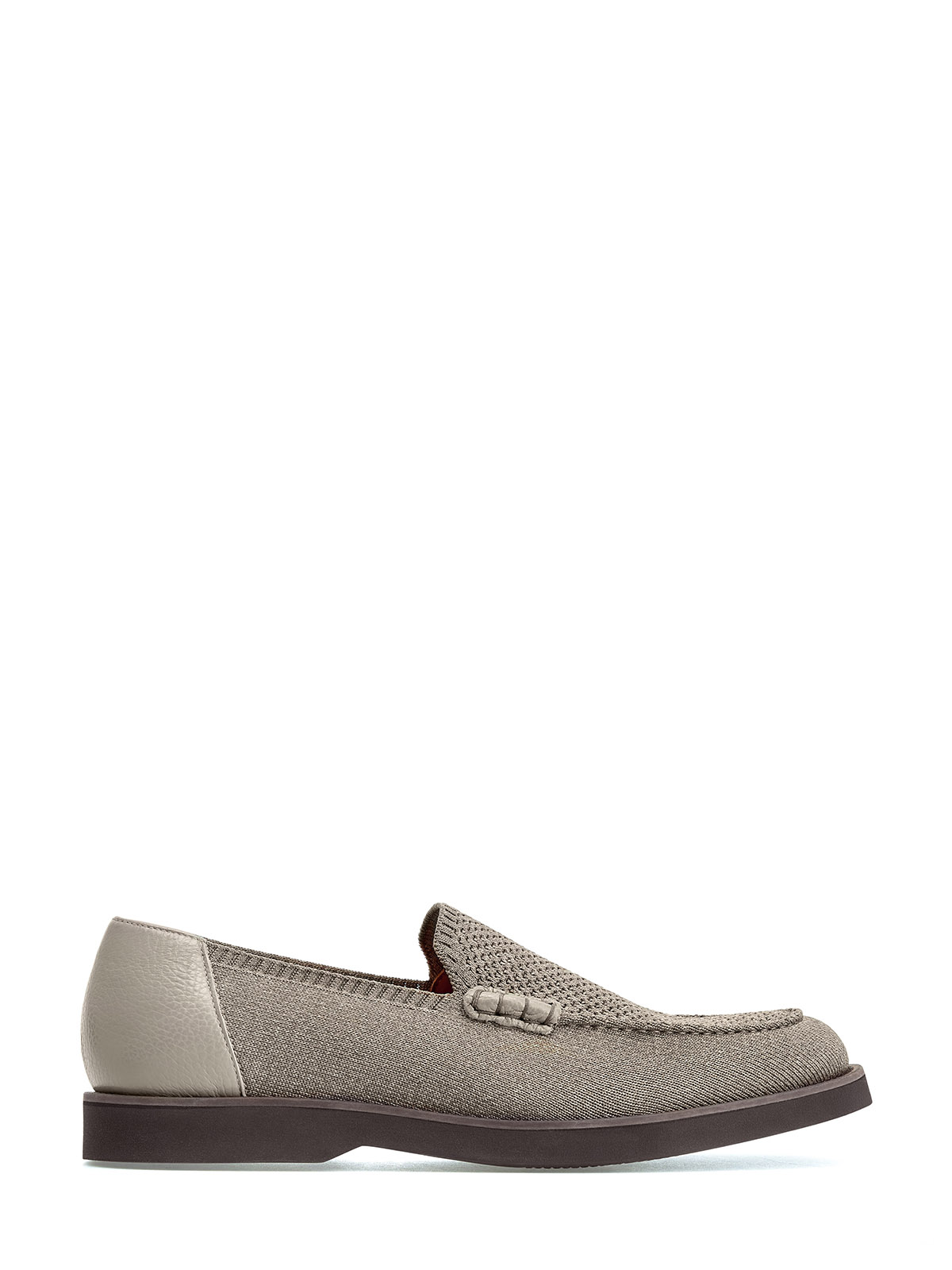 

Текстильные лоферы ручной работы с отделкой из мягкой кожи, Серый, Текстильные лоферы ручной работы с отделкой из мягкой кожи