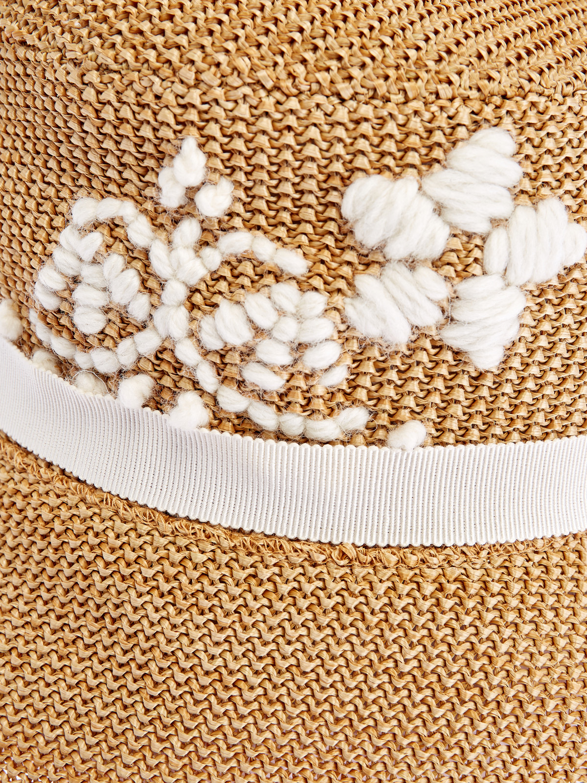 Плетеная шляпа-трилби с вышивкой ручной работы ERMANNO SCERVINO, цвет бежевый, размер L - фото 4
