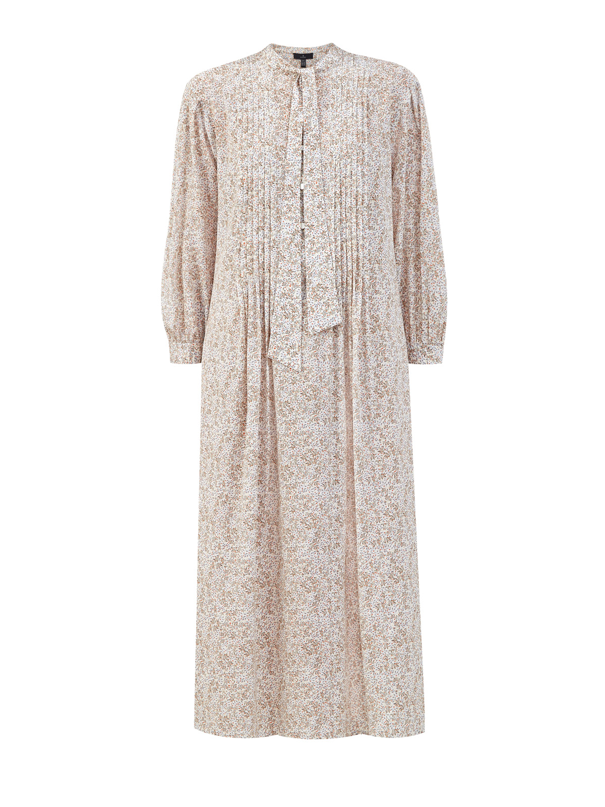 Шелковое платье-рубашка с принтом и лентой в тон RE VERA, цвет бежевый, размер 3XL;2XL - фото 1