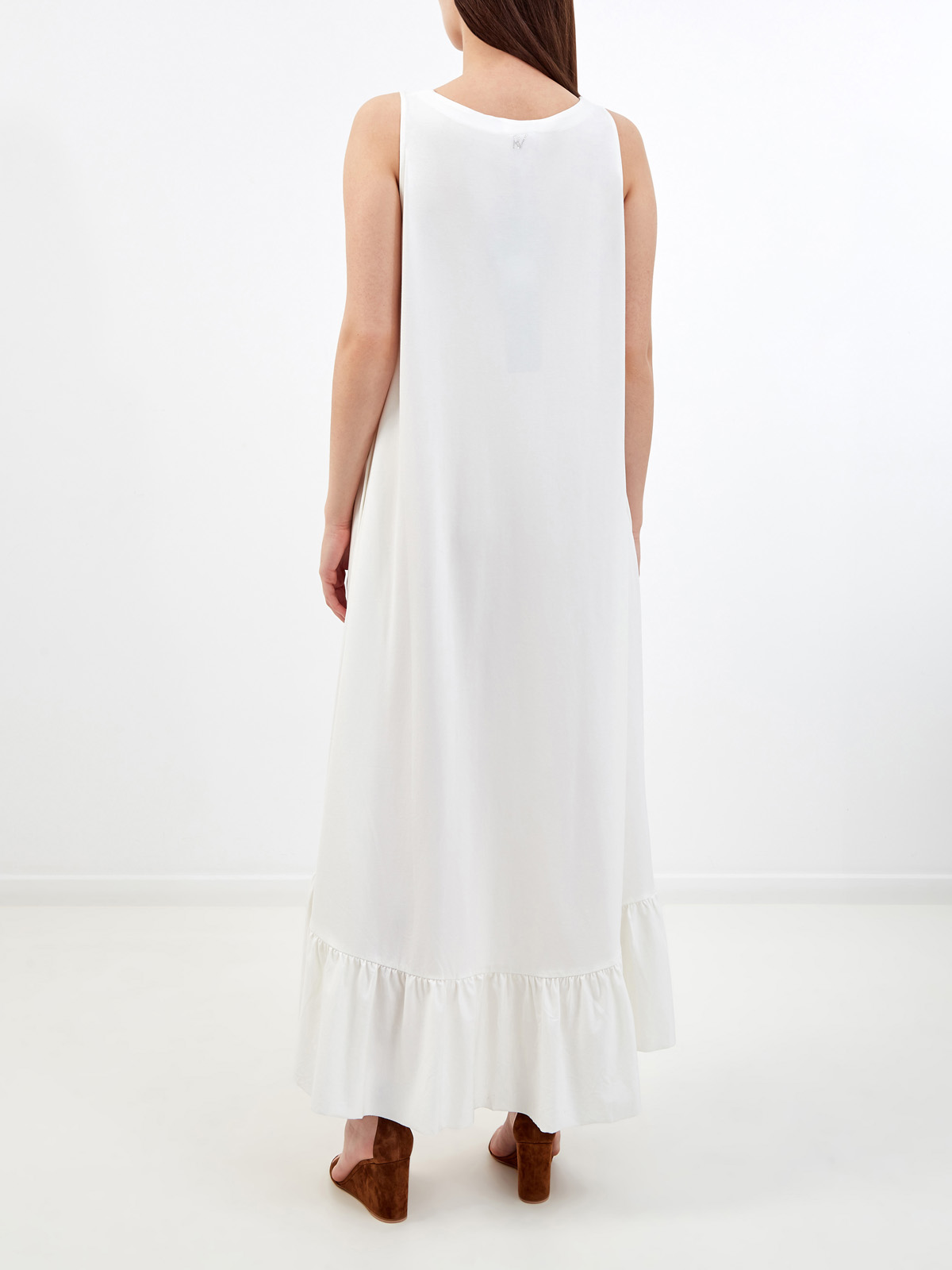 Платье-макси из гладкого хлопка и модала с асимметричным подолом RE VERA, цвет белый, размер XS;M;S - фото 4