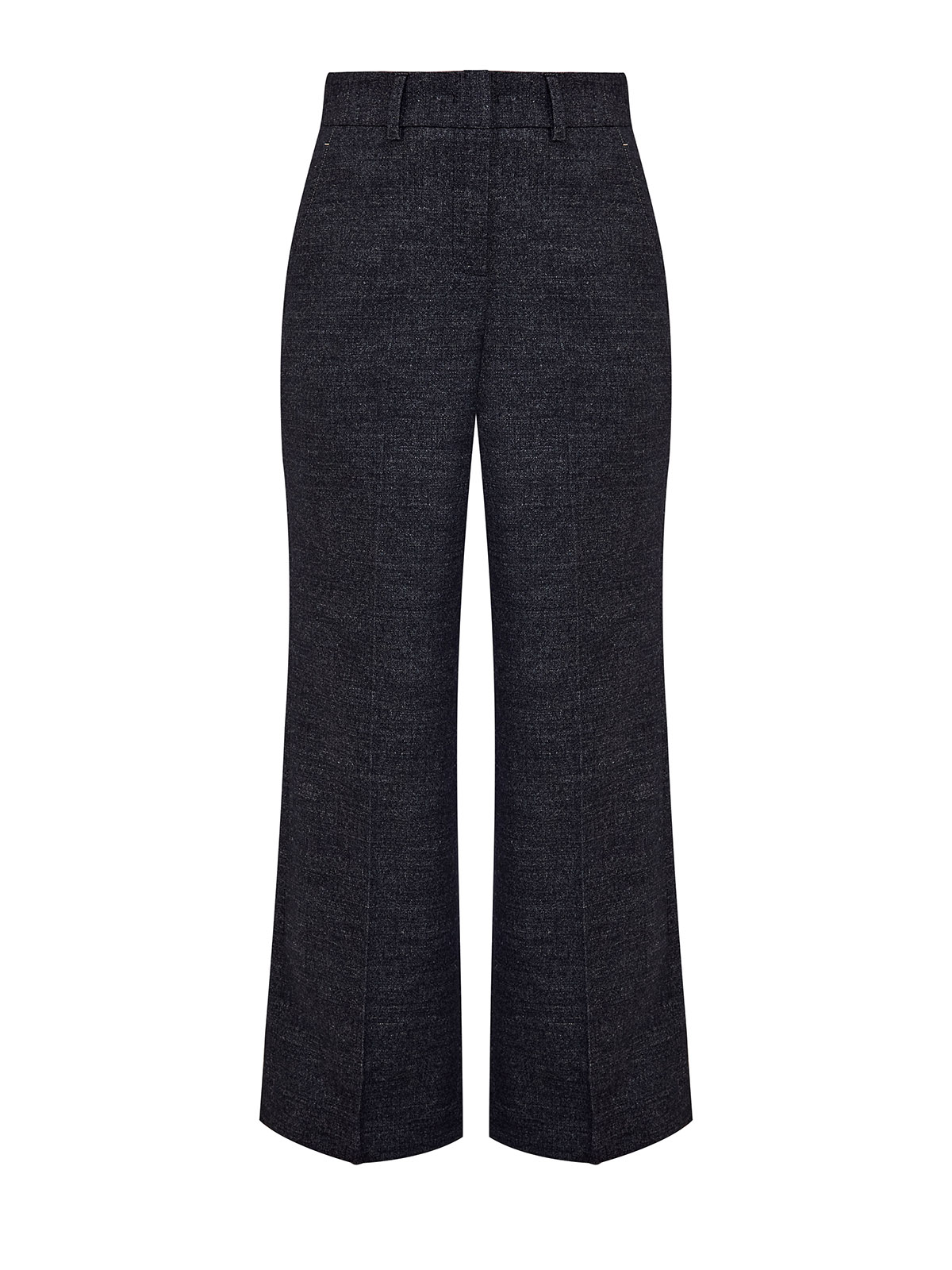 Брюки из смесовой шерсти со стрелками и кожаной деталью 80820₽