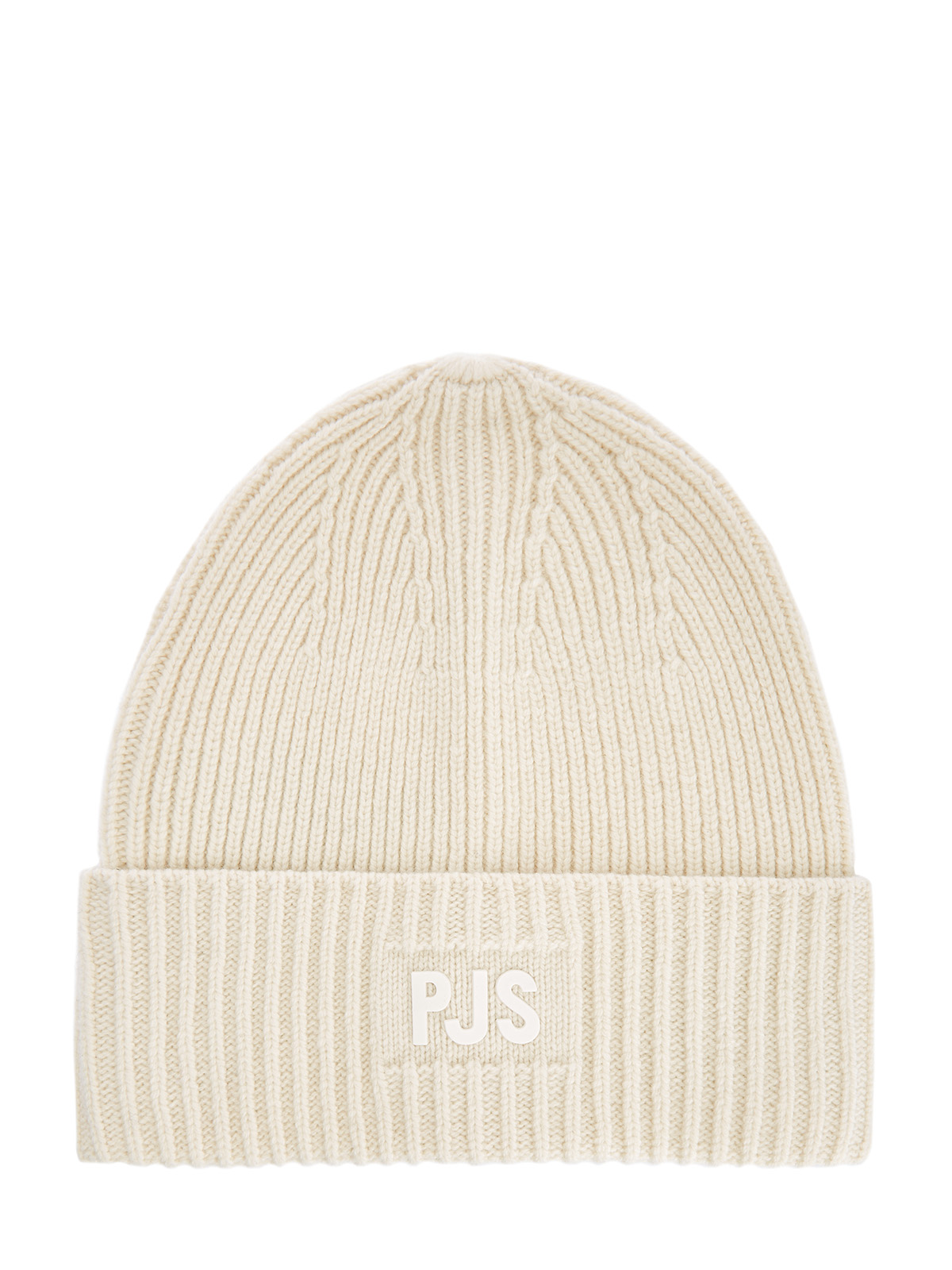 Шапка-бини из шерсти с отворотом и логотипом в тон 19500₽