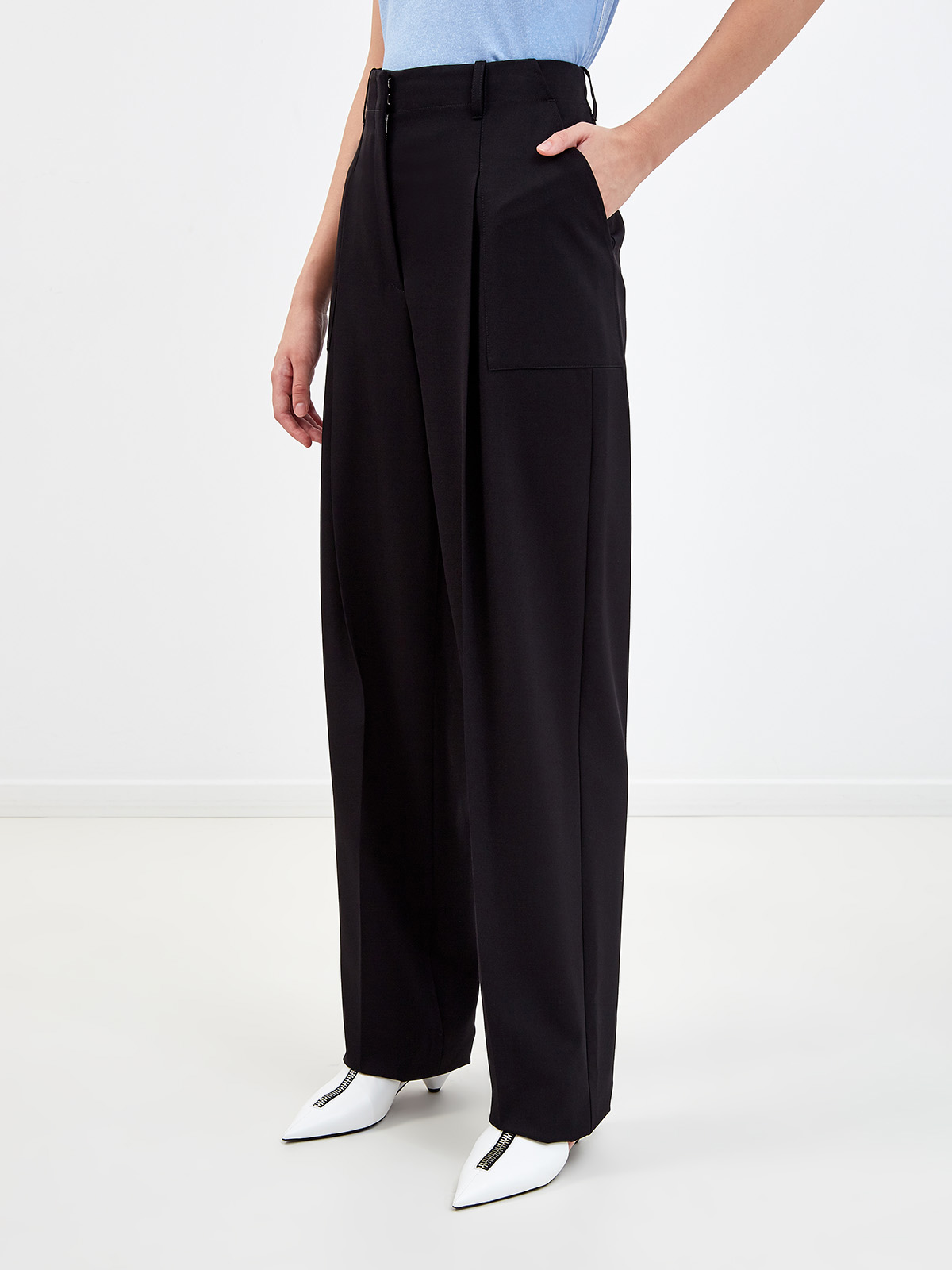 Черные брюки-палаццо архитектурного кроя STELLA McCARTNEY, цвет черный, размер XS;M;L - фото 3