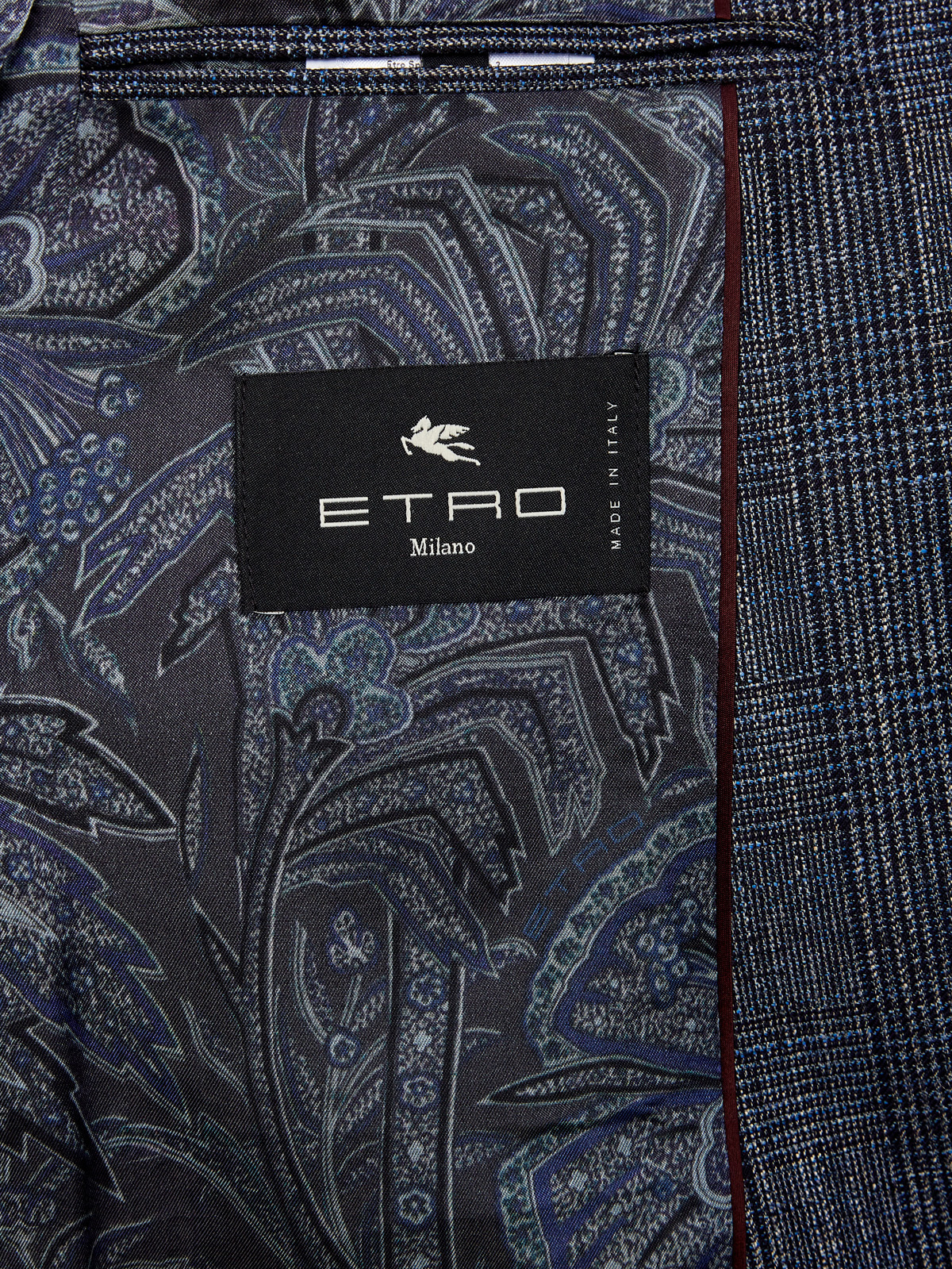 Пиджак из мелованной костюмной ткани с внутренним узором пейсли ETRO, цвет синий, размер 50;52;54 - фото 6
