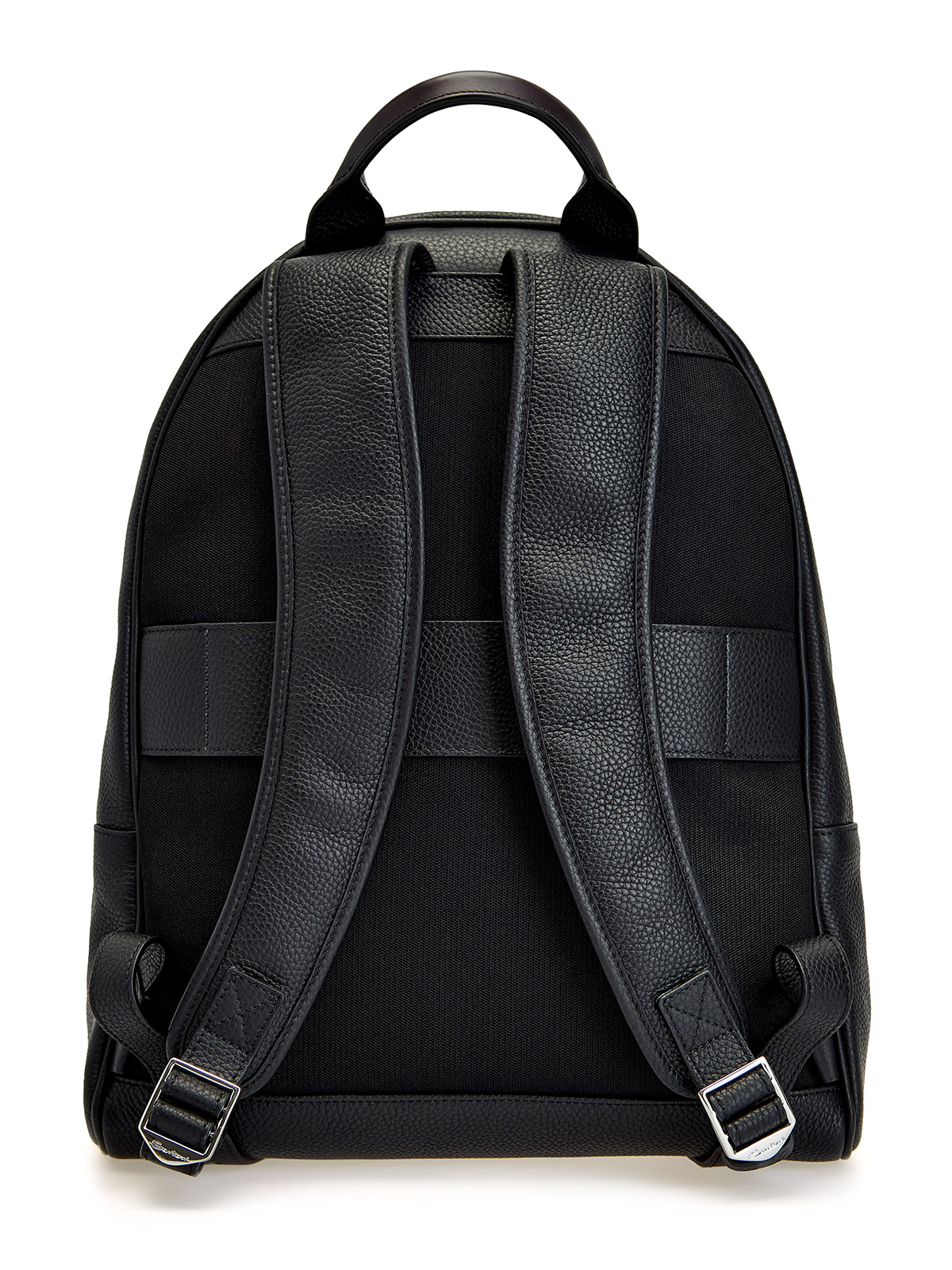 Вместительный рюкзак из крупнозернистой телячьей кожи SANTONI, цвет черный, размер M;L - фото 4