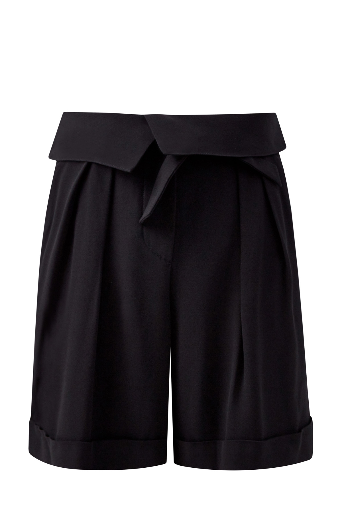 Расклешенные шорты с отворотом на поясе BALMAIN, цвет черный, размер XS;S