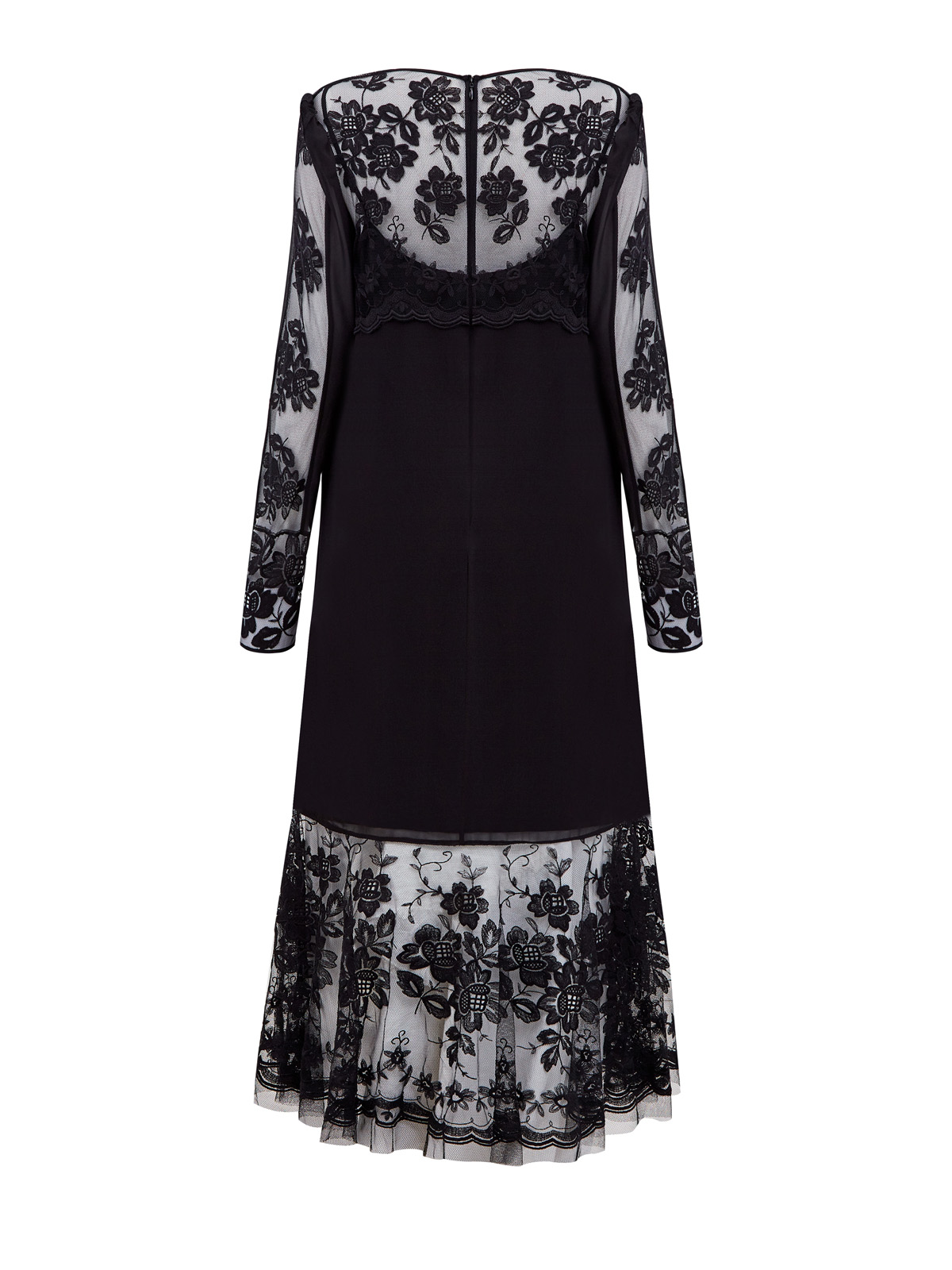 Платье из шелка и тюля с кружевной вышивкой REDVALENTINO, цвет черный, размер 2XL;XL - фото 2