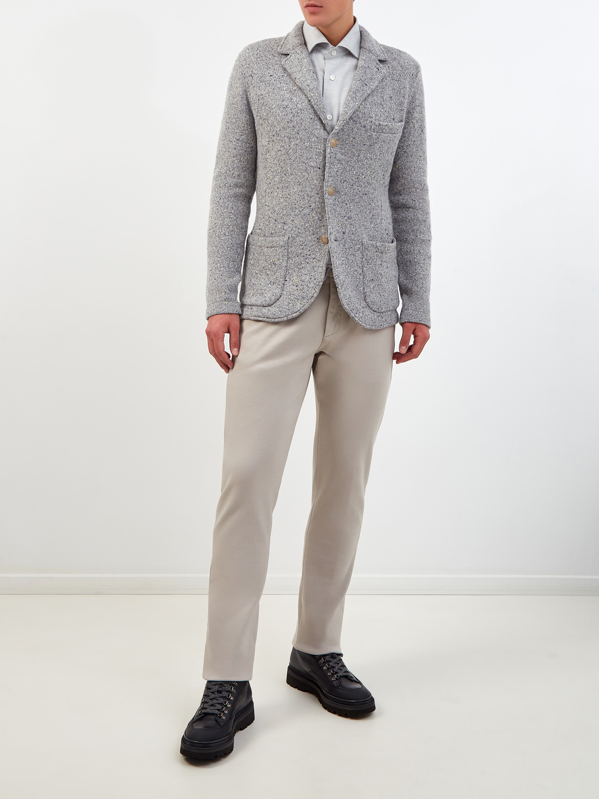 Хлопковые брюки в стиле sprezzatura с поясом на кулиске ELEVENTY, цвет серый, размер 48;50;52;54 - фото 2