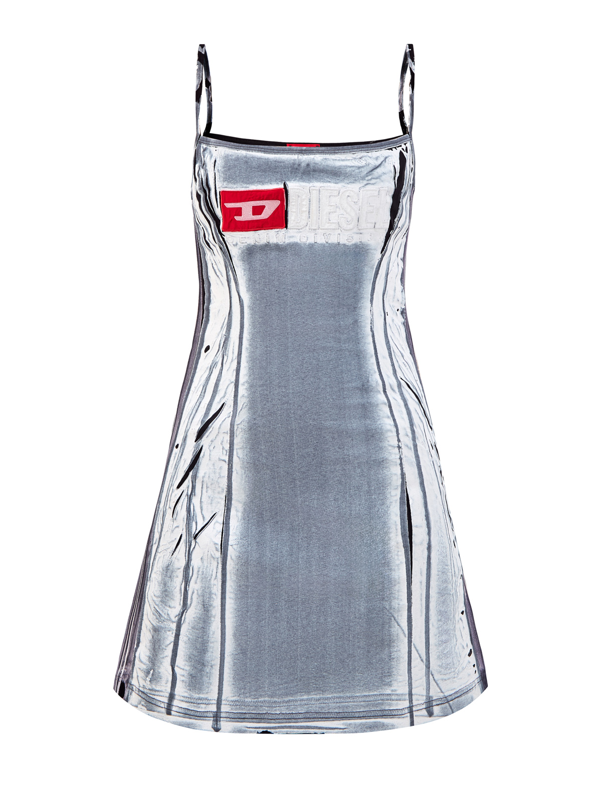 Мини-платье D-Lazot с объемным принтом и аппликациями DIESEL, цвет серый, размер S;M