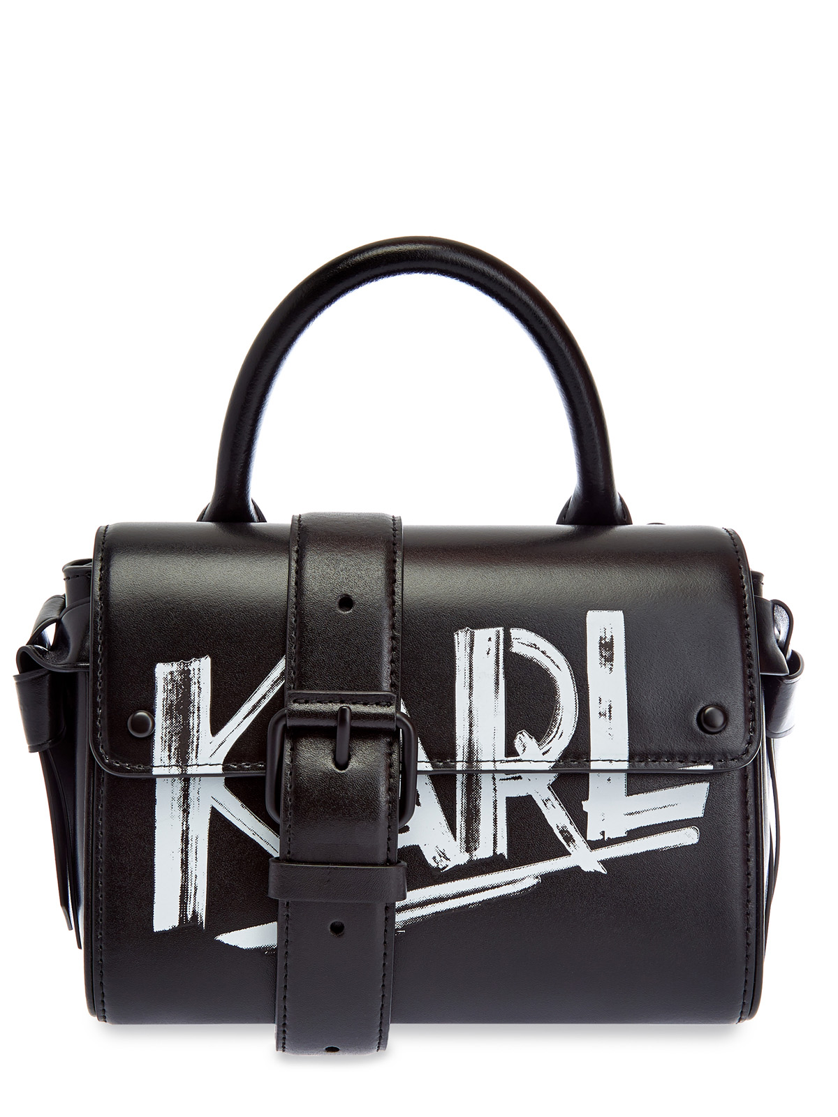 Сумка K/Ikon из кожи с принтом в стиле граффити KARL LAGERFELD, цвет черный, размер XS;M;L;XL;XS Сумка K/Ikon из кожи с принтом в стиле граффити - фото 1