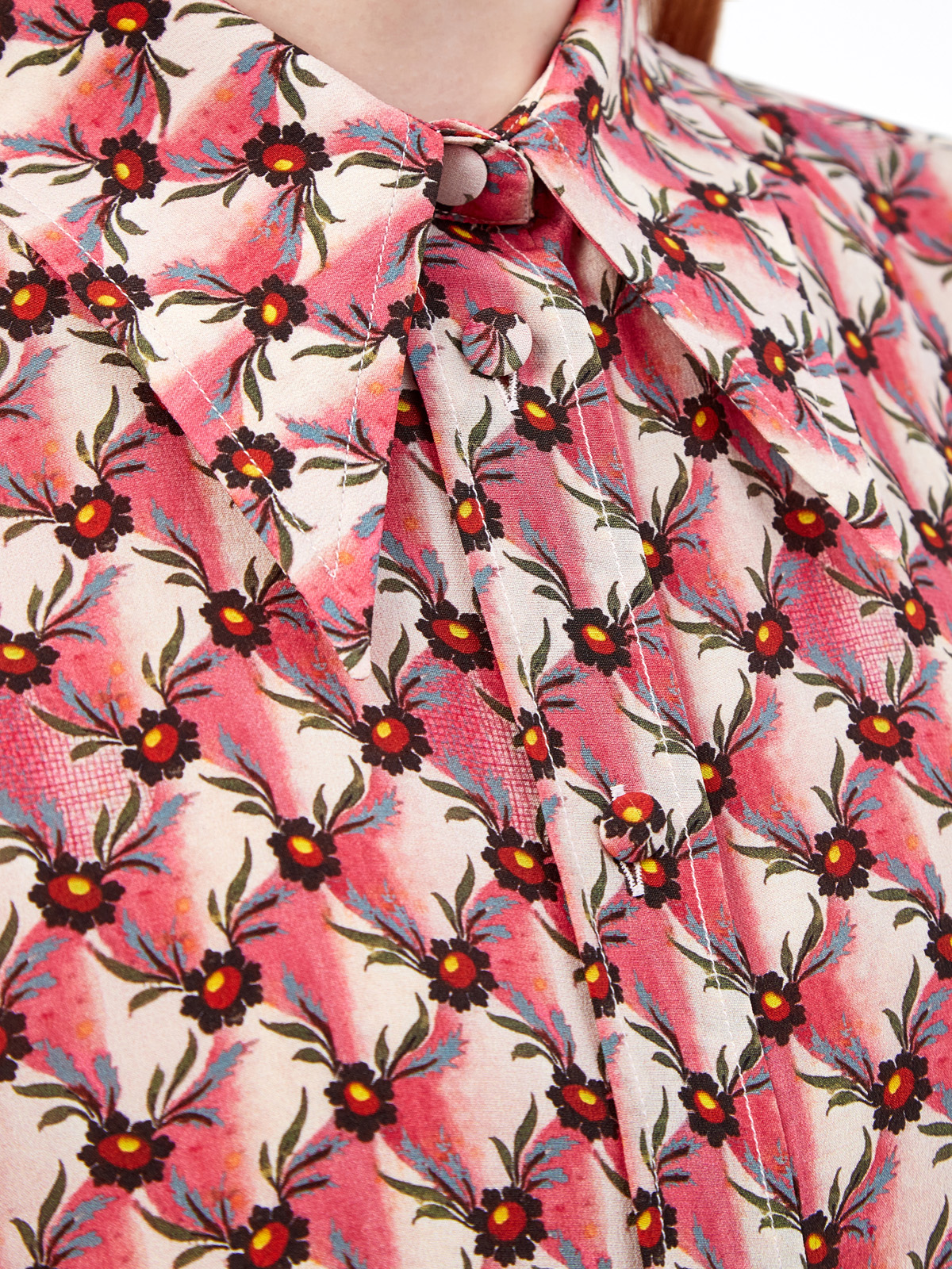 Блуза из струящегося шелка с объемными рукавами и принтом ETRO, цвет розовый, размер 40;42 - фото 5