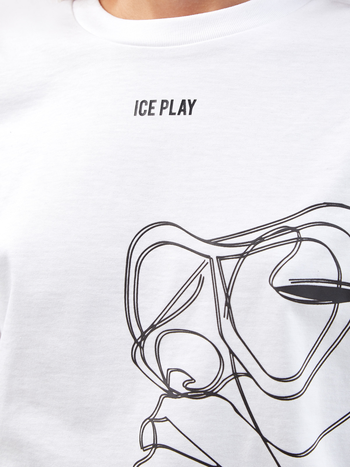Белая футболка удлиненного кроя с принтом ICE PLAY, цвет белый, размер XS;S;M;L - фото 5