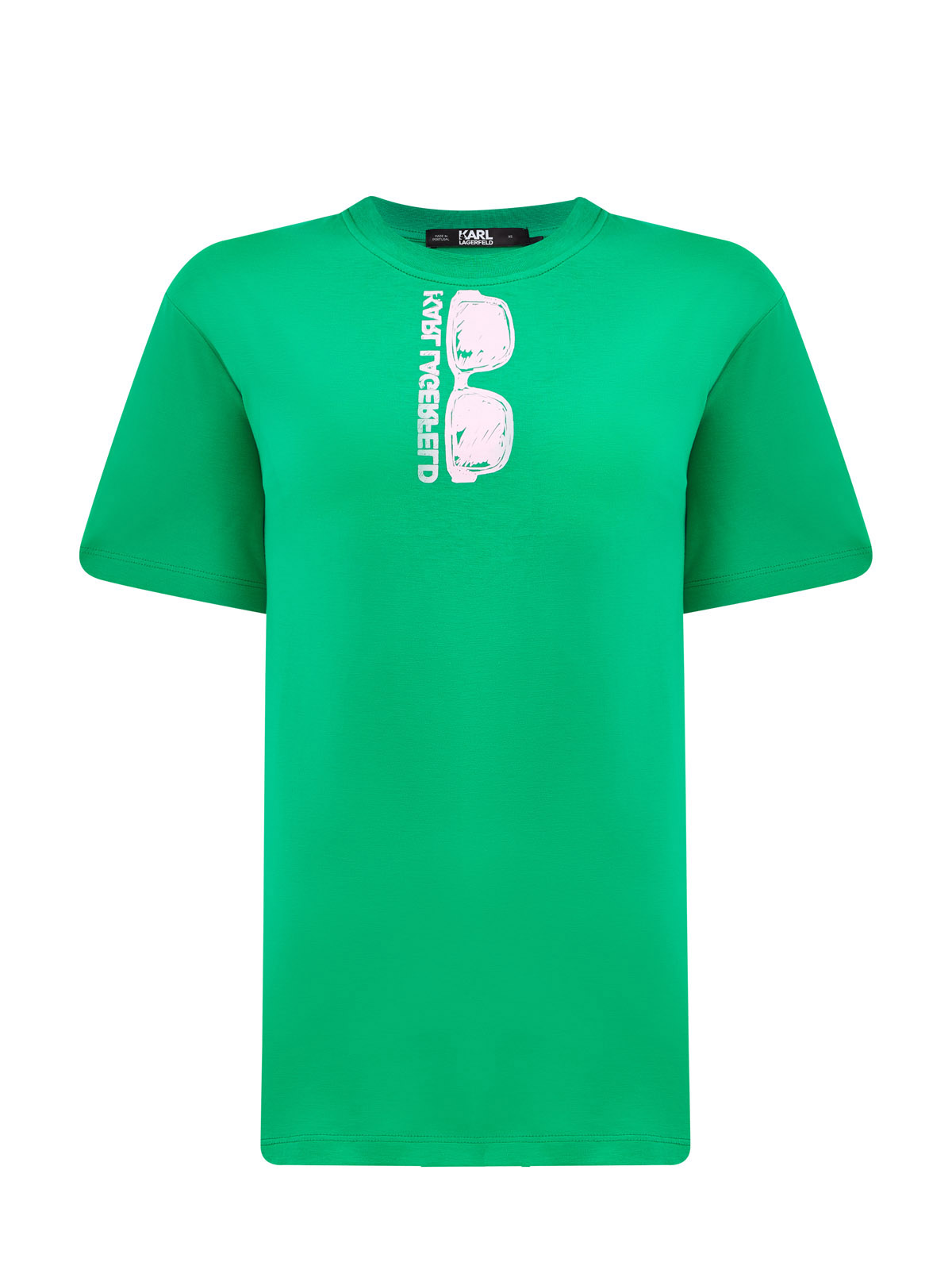 Хлопковая футболка-oversize с контрастным принтом KARL LAGERFELD, цвет зеленый, размер XS;S;M;L;XL - фото 1