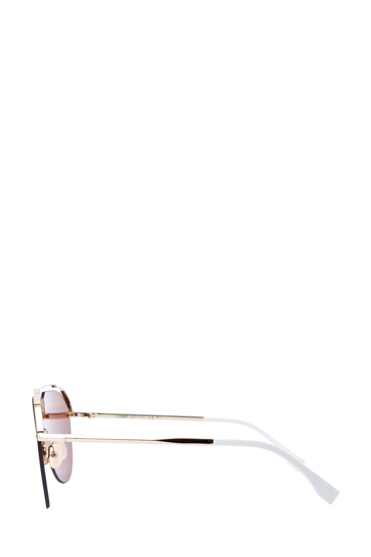 Очки-маска в графичной металлической оправе авиатор FENDI (sunglasses), цвет коричневый, размер XS;S - фото 4