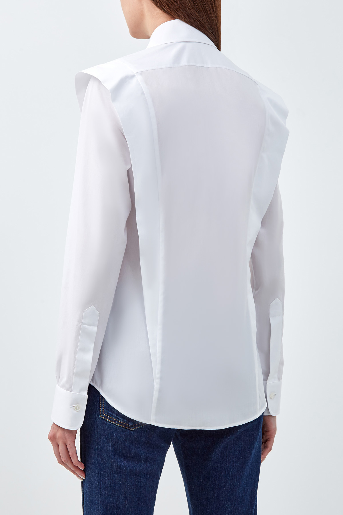 Белая рубашка сложного кроя из поплина STELLA McCARTNEY, цвет белый, размер XS;S;M;2XS - фото 4