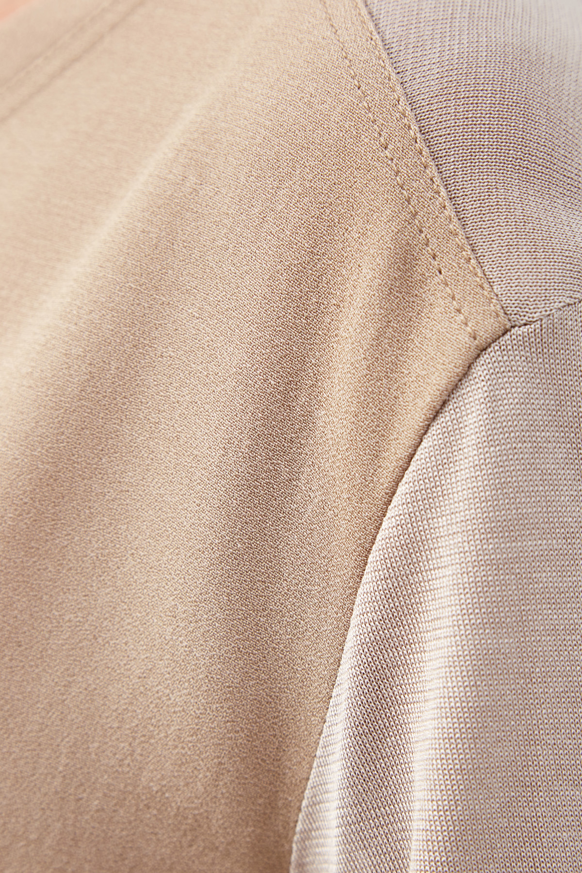 Блуза из шерстяной ткани и шелкового трикотажа AGNONA, цвет бежевый, размер 44;46 - фото 5