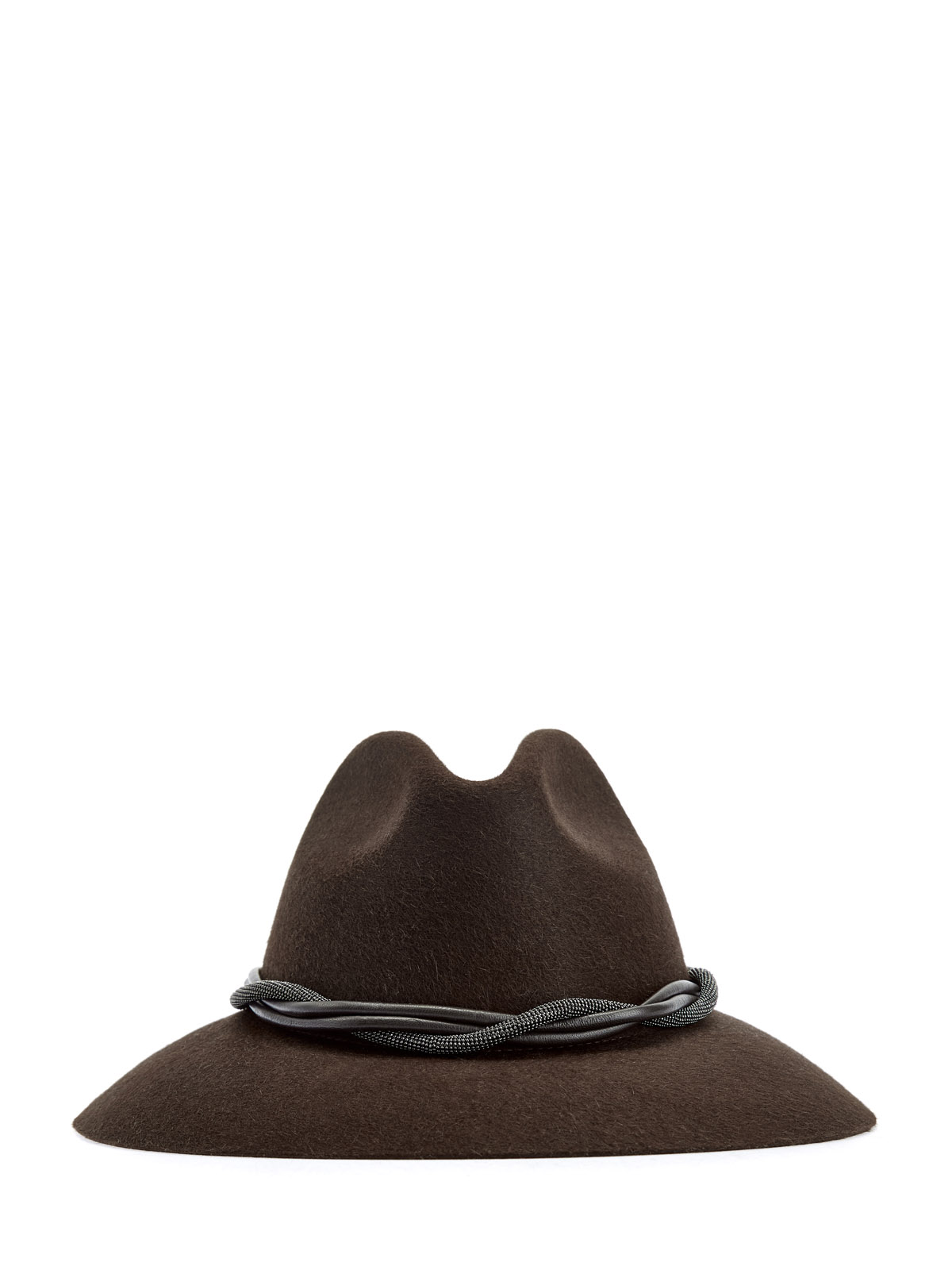 

Шляпа-федора из фетра с объемным декором Мониль, Коричневый, Шляпа-федора из фетра с объемным декором Мониль