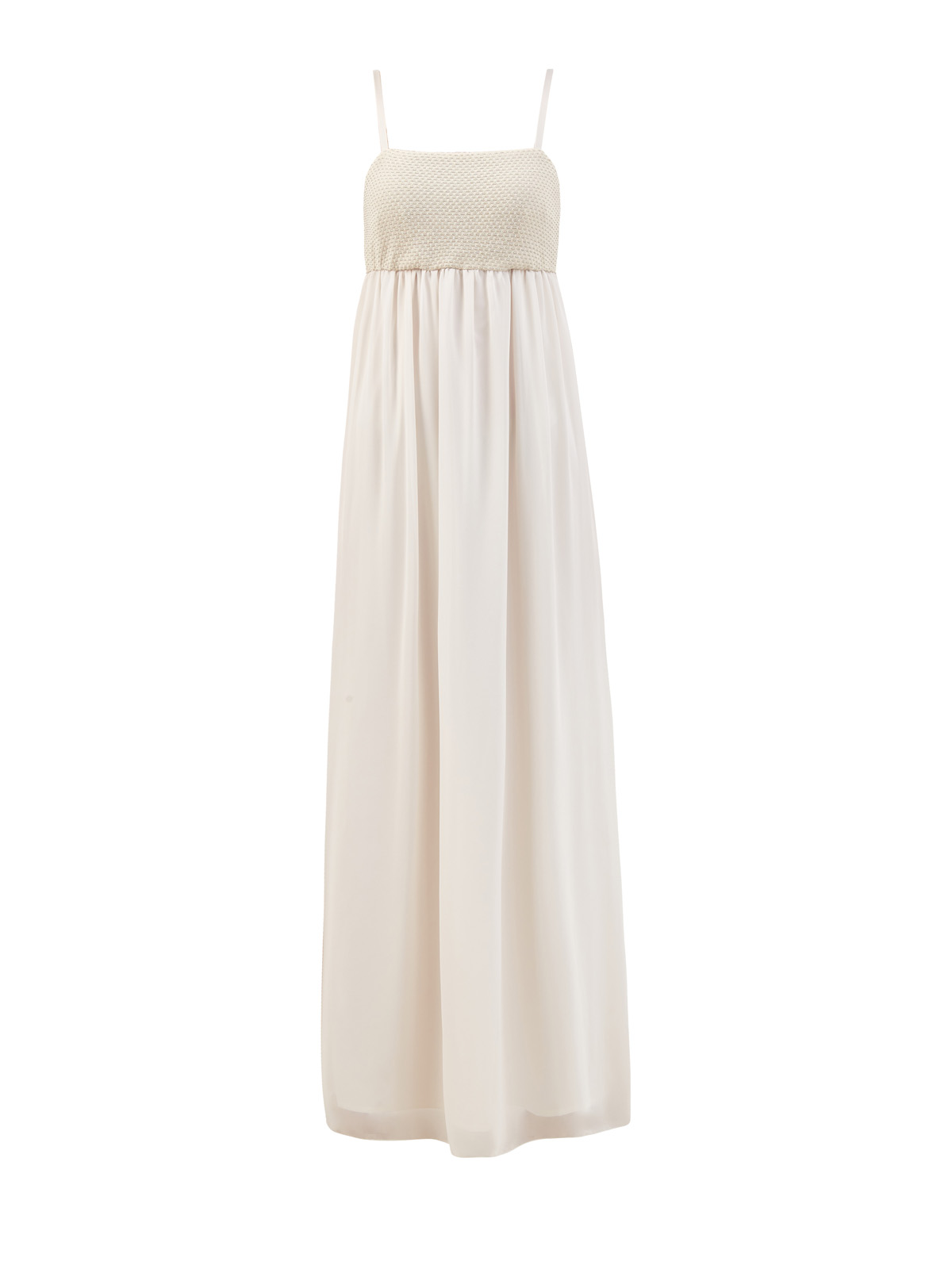 Платье-макси в греческом стиле с ювелирными цепочками PESERICO, цвет бежевый, размер 40;42