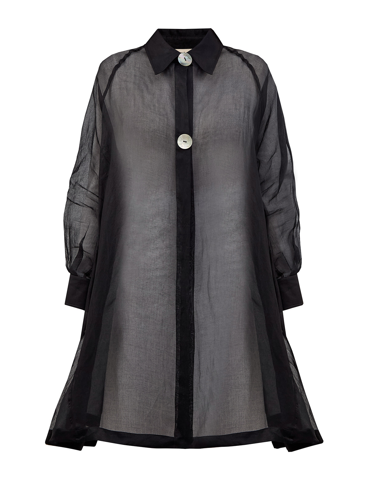 Свободная блуза из полупрозрачного хлопка с макро-пуговицами GENTRYPORTOFINO, цвет черный, размер 42;46