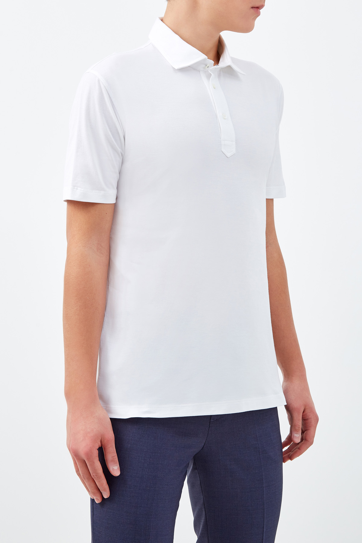 Хлопковая футболка-поло из джерси BRUNELLO CUCINELLI, цвет белый, размер 56;58 - фото 3