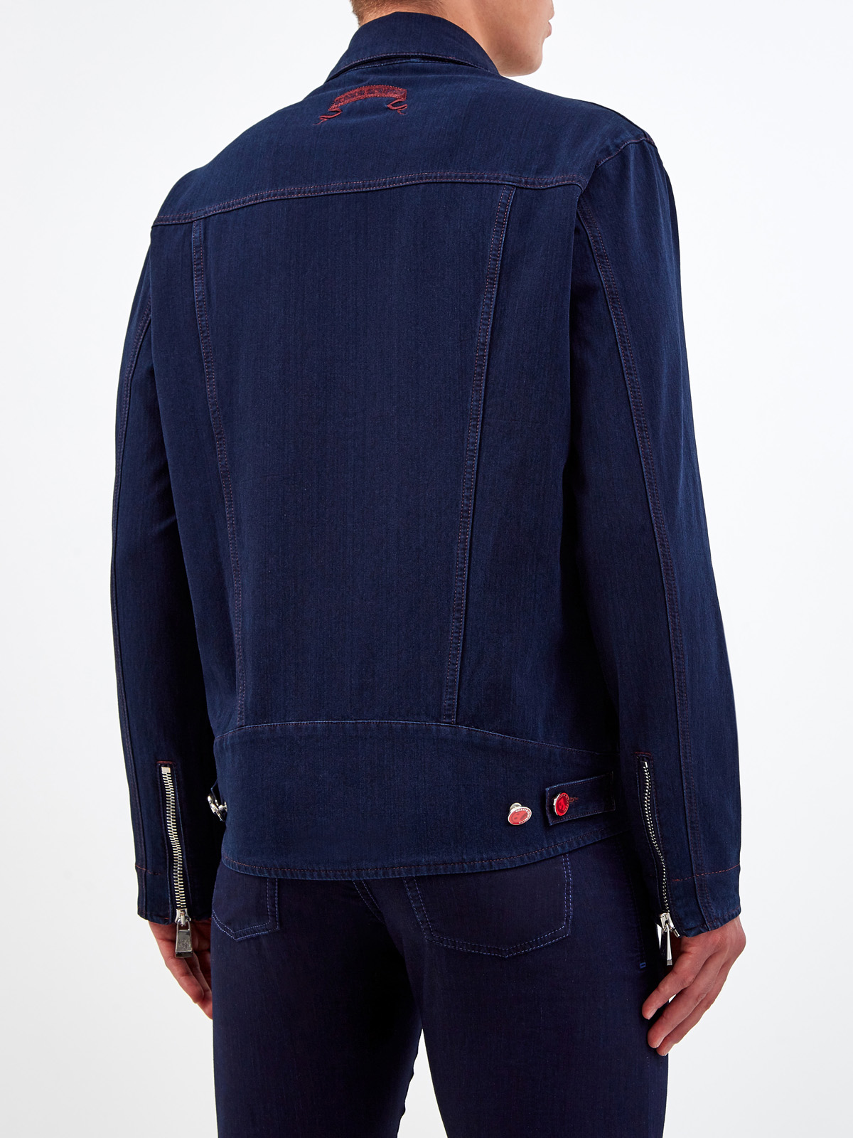 Куртка Decio ручной работы с вышитым логотипом бренда SCISSOR SCRIPTOR, цвет синий, размер 54;56;50 - фото 4
