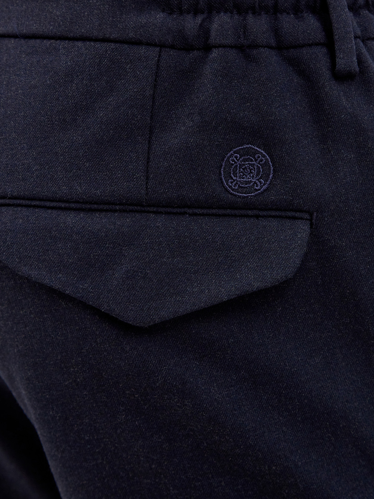 Шерстяные брюки с поясом на кулиске и вышитым логотипом CUDGI, цвет синий, размер 50;54;58;60;62 - фото 5