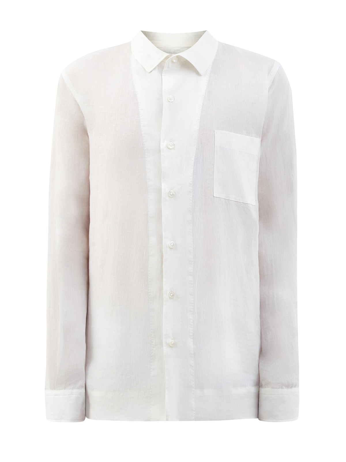 Рубашка в стиле leisure из дышащего льна CORTIGIANI белого цвета