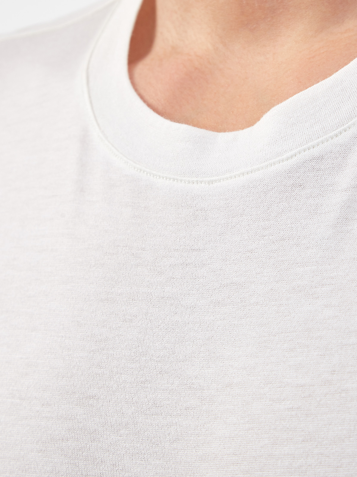 Однотонная футболка из гладкого хлопка и шелка ELEVENTY, цвет белый, размер 50;52;54;48 - фото 5