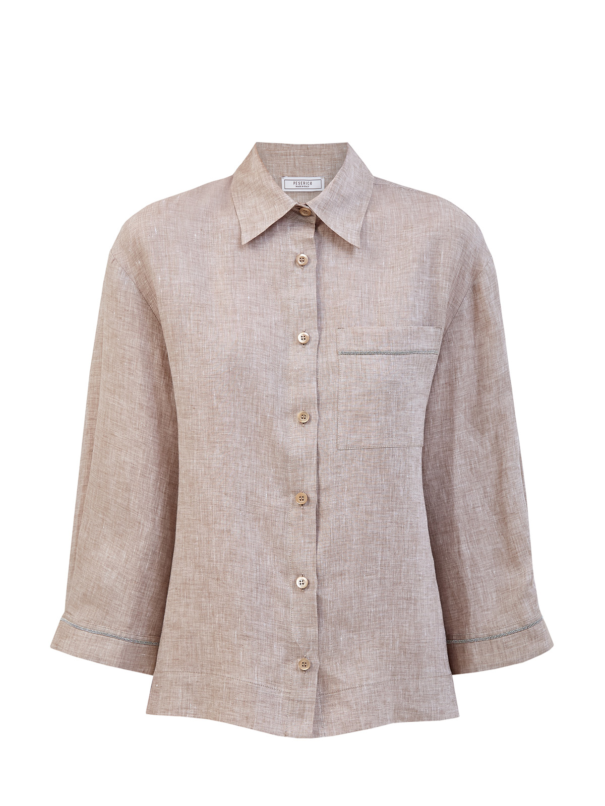 Тонкая льняная рубашка с окантовкой из цепочек Punto Luce 41860₽