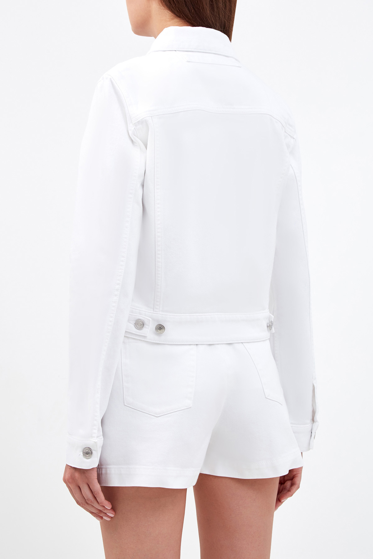 Укороченная куртка из эластичного денима с объемными накладными карманами ALEXANDER TEREKHOV, цвет белый, размер 38;42;40 - фото 4