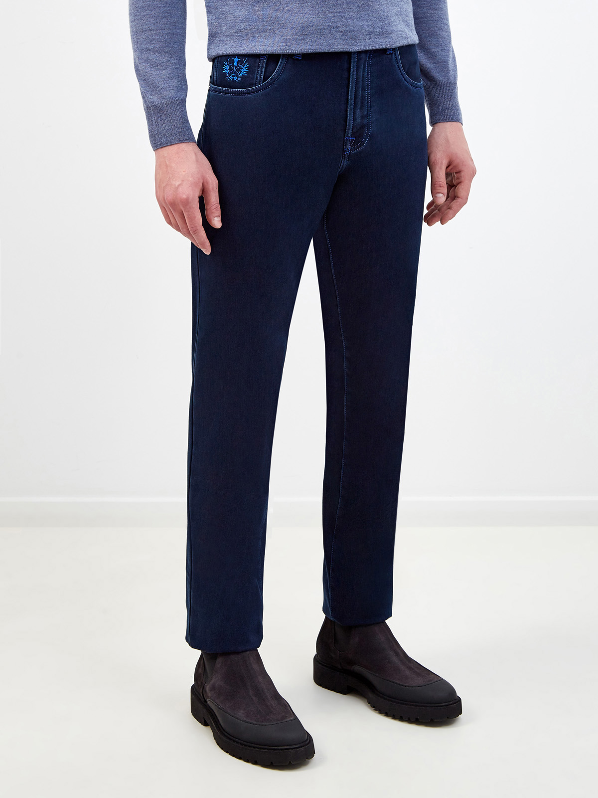 Утепленные джинсы Costantino с контрастной прострочкой SCISSOR SCRIPTOR, цвет синий, размер 50;52;54;54;56;58;60;48 - фото 3