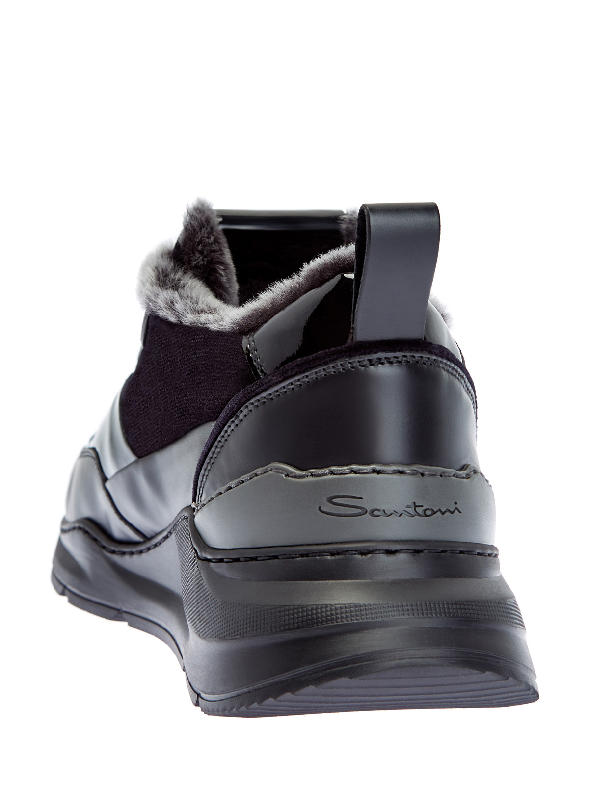 Утепленные мехом кроссовки из кожи и велюра SANTONI, цвет черный, размер 36;36.5;37.5;39;40;37 - фото 4