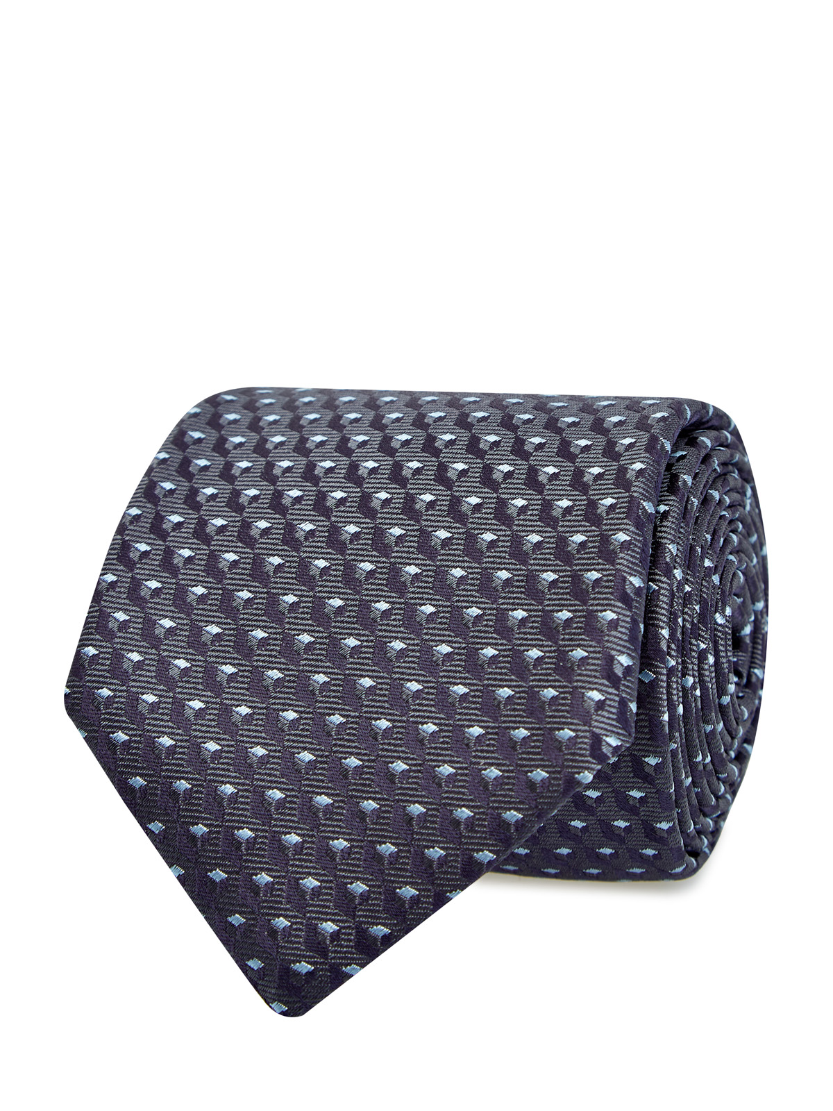 Шелковый галстук с объемным жаккардовым принтом CANALI серого цвета