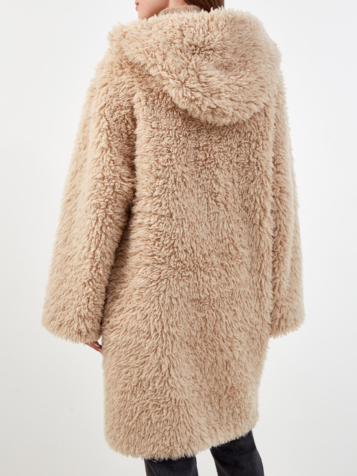 Пальто-oversize из фактурной шерсти мериноса с капюшоном RE VERA, цвет бежевый, размер 44;46 - фото 4