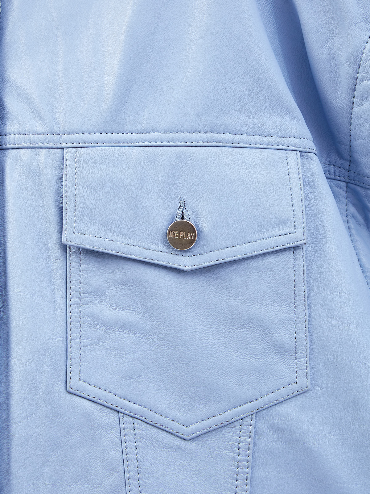 Укороченная куртка из мягкой телячьей кожи ICE PLAY, цвет голубой, размер XS;S;M - фото 5