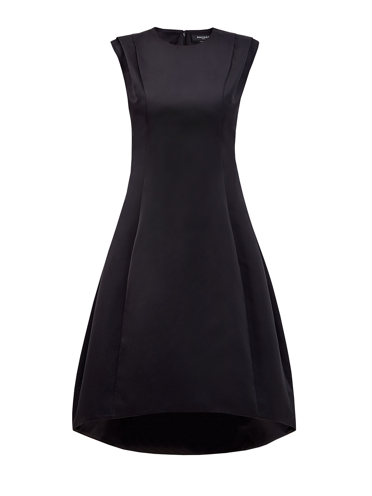 Коктейльное платье из плотного кади с асимметричным подолом ROCHAS черного цвета