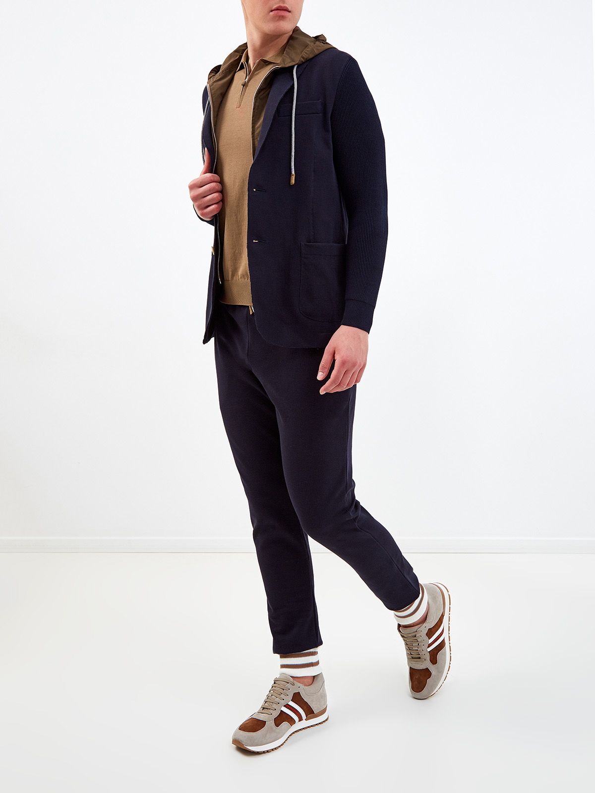 Комбинированный пиджак из хлопка и матового нейлона ELEVENTY, цвет мульти, размер 52;48 - фото 2
